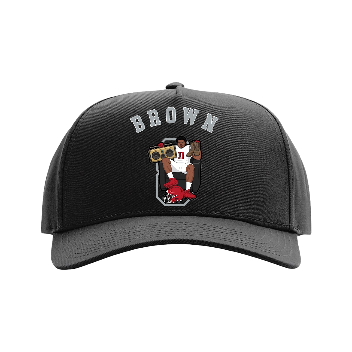 Full Fabric Five-Panel Champ Cap — Shirsey Arch in Black
