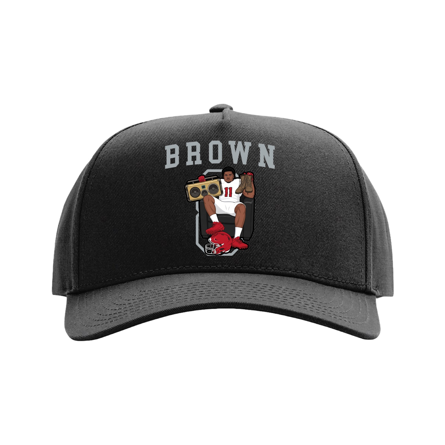 Full Fabric Five-Panel Champ Cap — Shirsey in Black