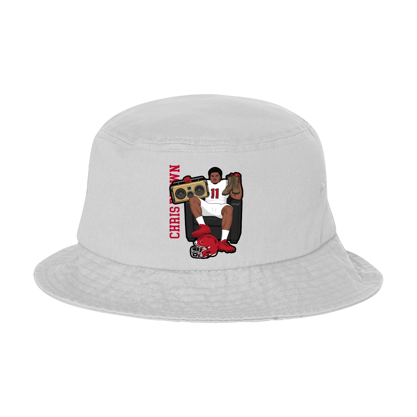 Bucket Cap — Name Vertical in White