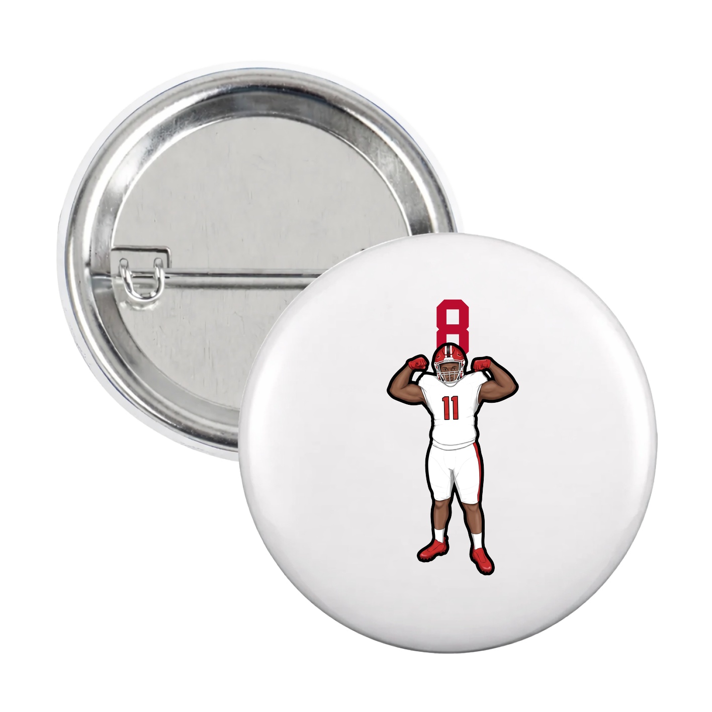 Game Day Button — Number Top in White