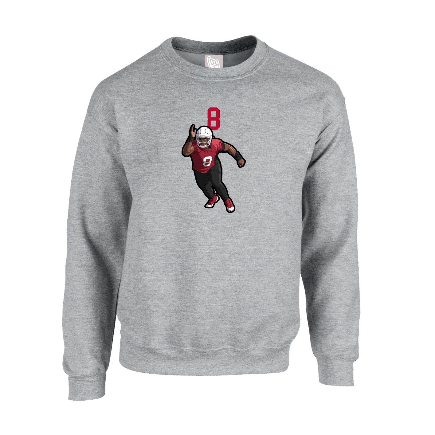 Fleece Crew — Number Top in Grey