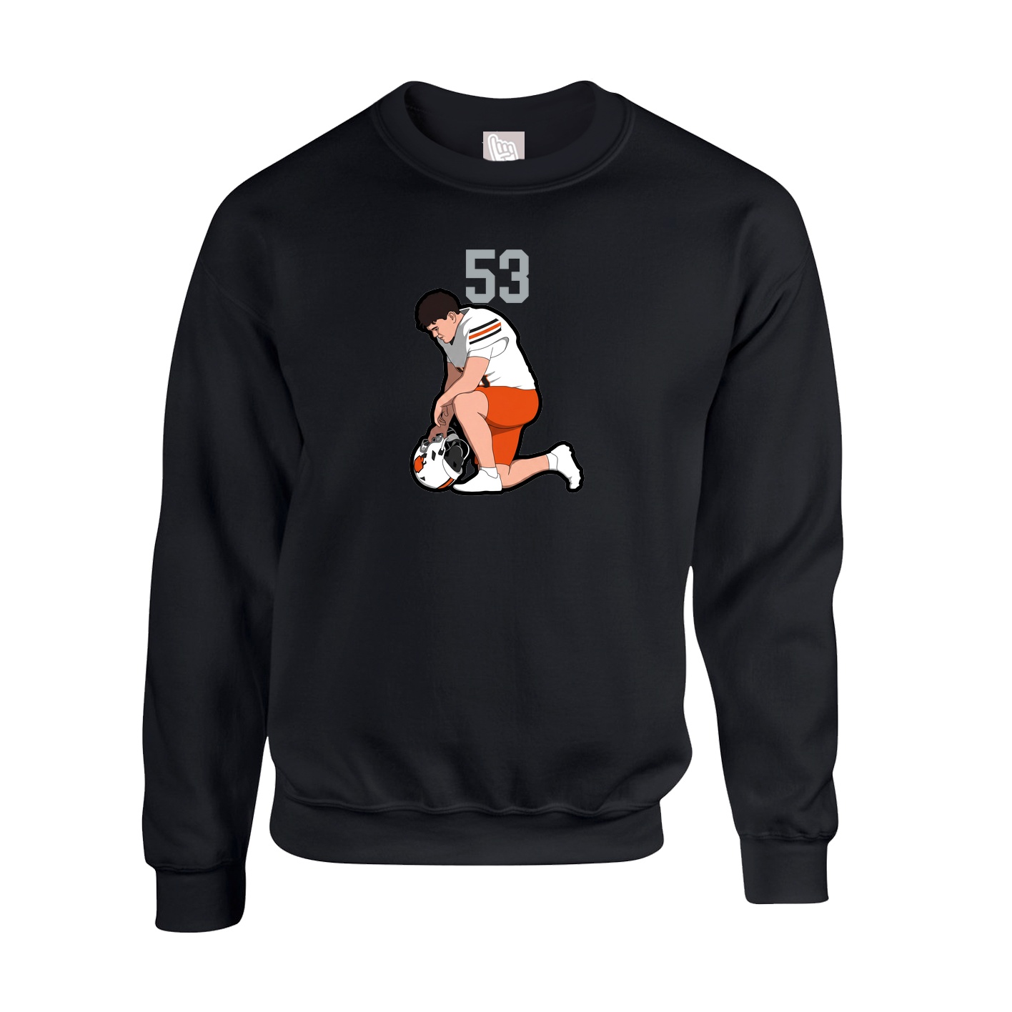 Fleece Crew — Number Top in Black