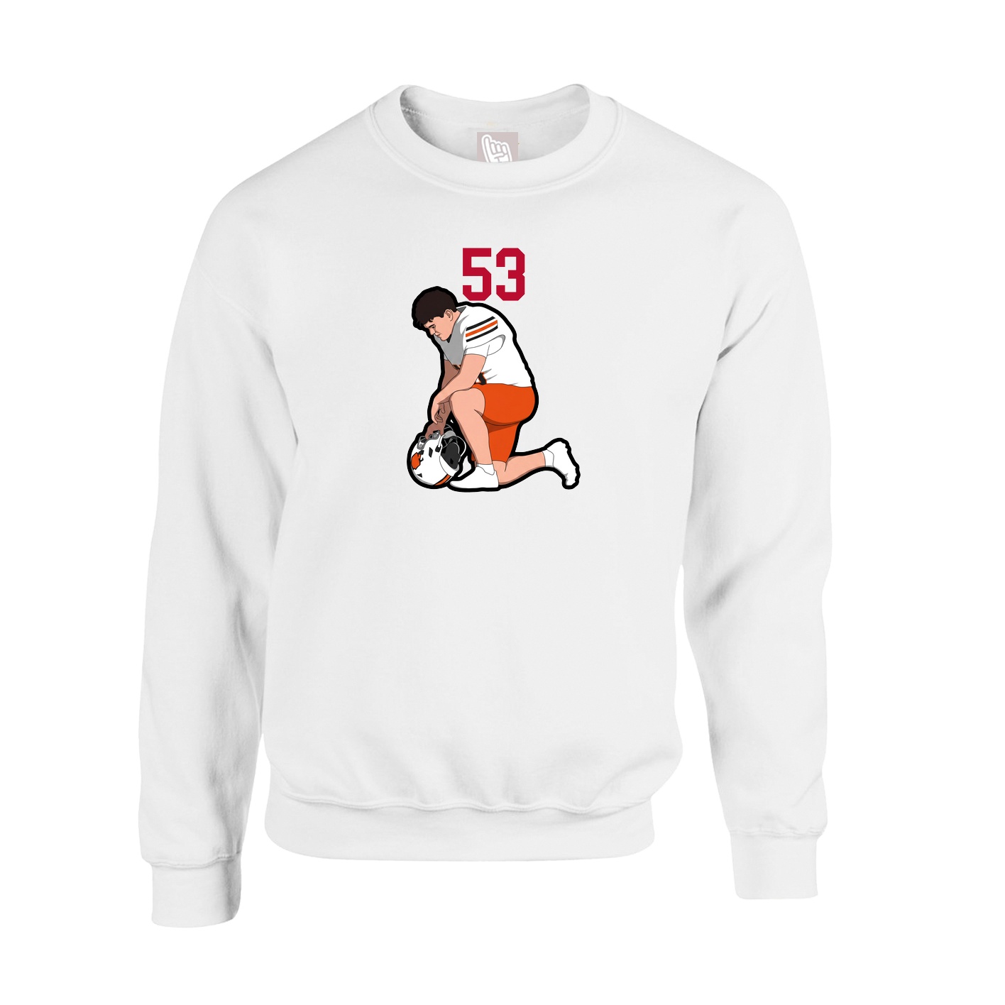 Fleece Crew — Number Top in White