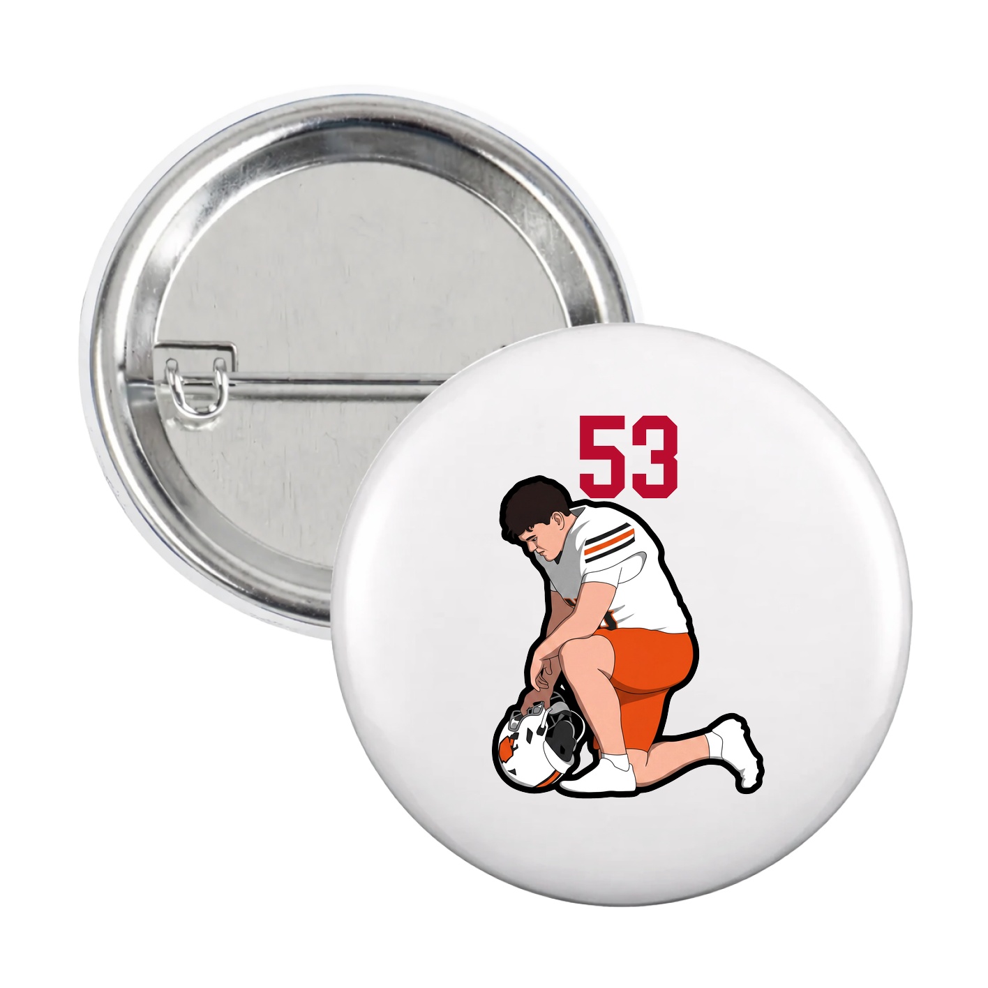 Game Day Button — Number Top in White