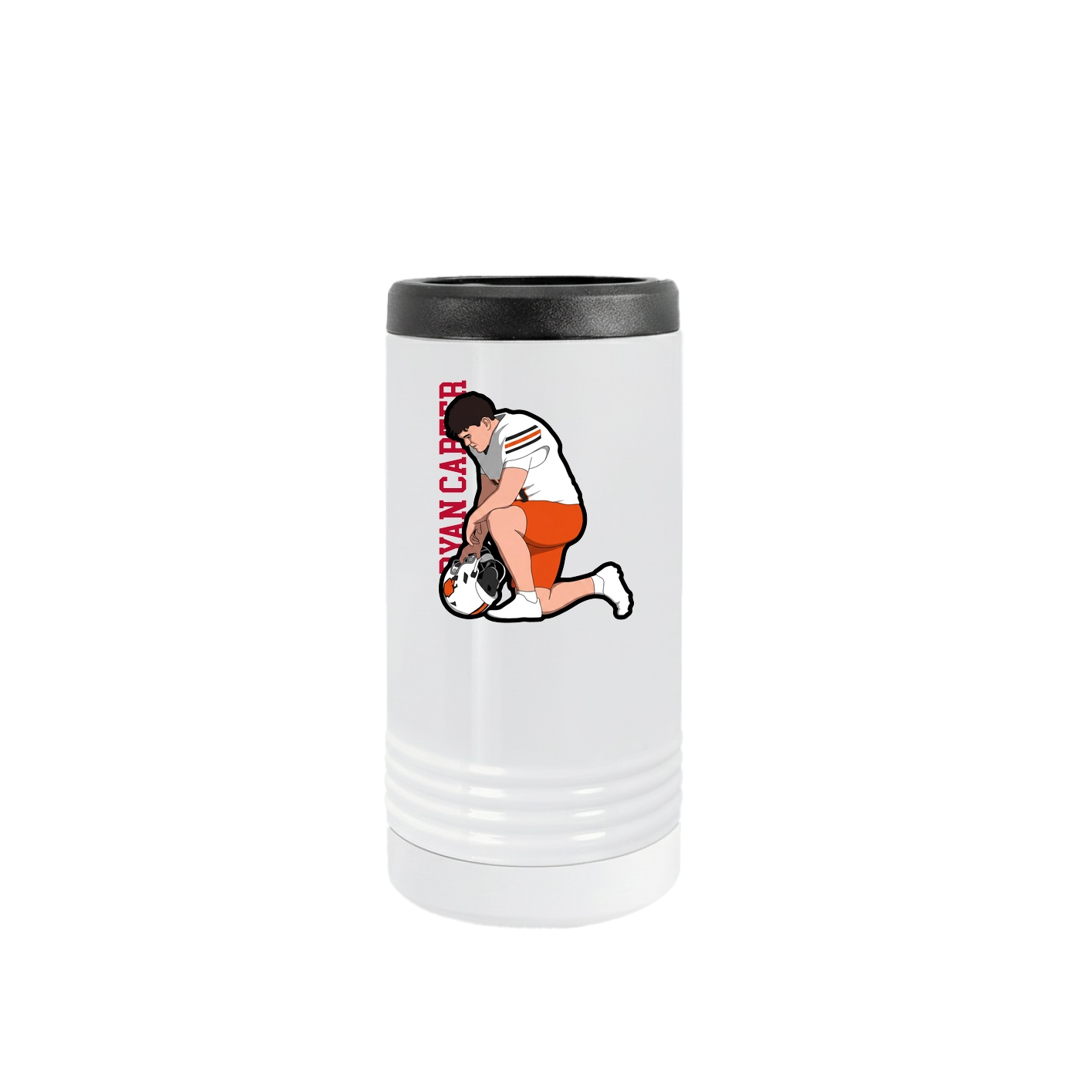 Slim Beverage Holder — Name Vertical in White