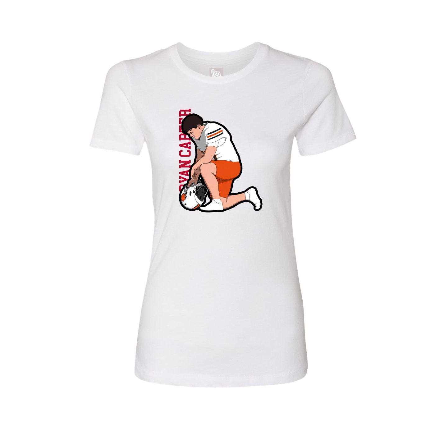 Womens Tee — Name Vertical in White