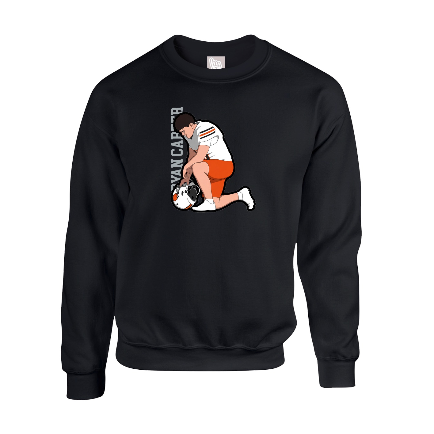 Fleece Crew — Name Vertical in Black