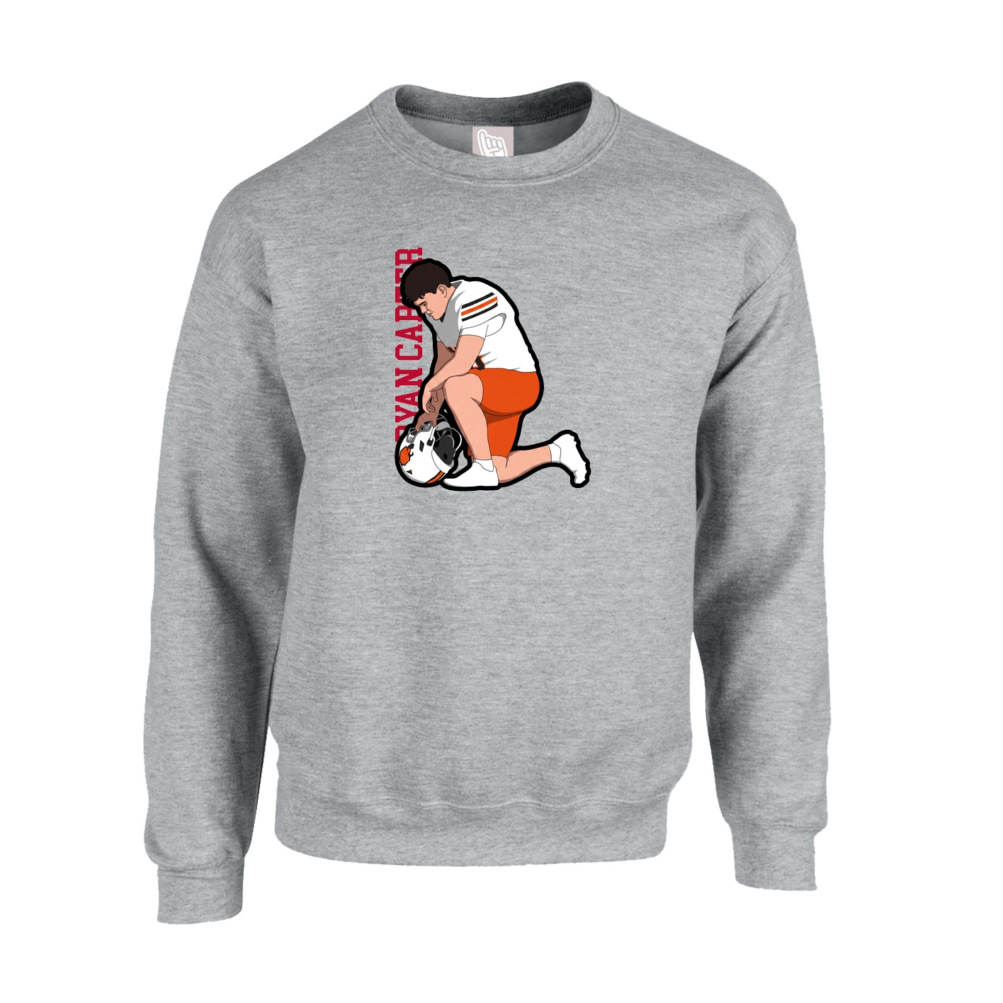 Fleece Crew — Name Vertical in Grey