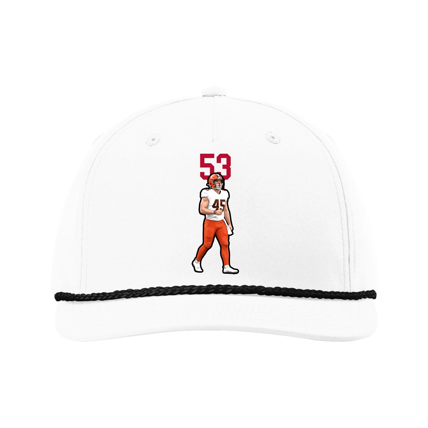 Five-Panel Classic Rope Cap — Number Top in White