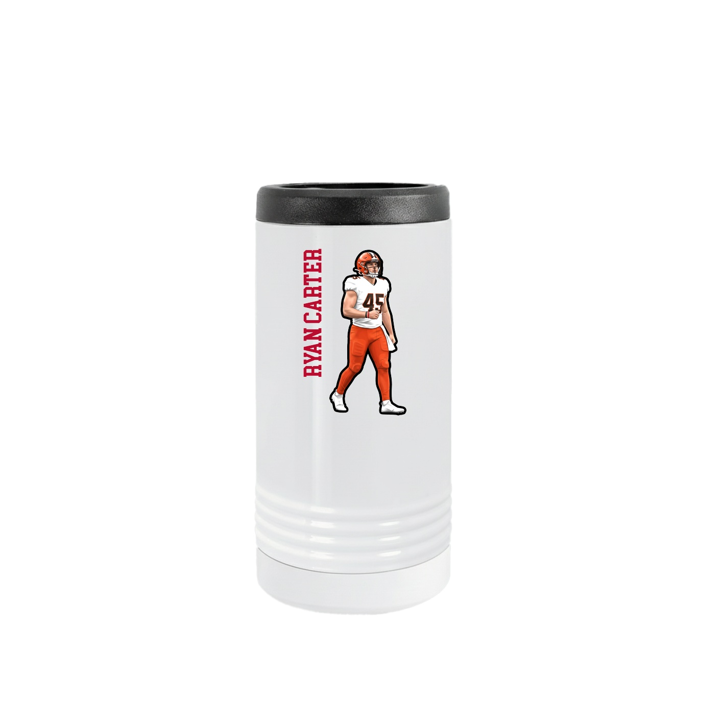Slim Beverage Holder — Name Vertical in White