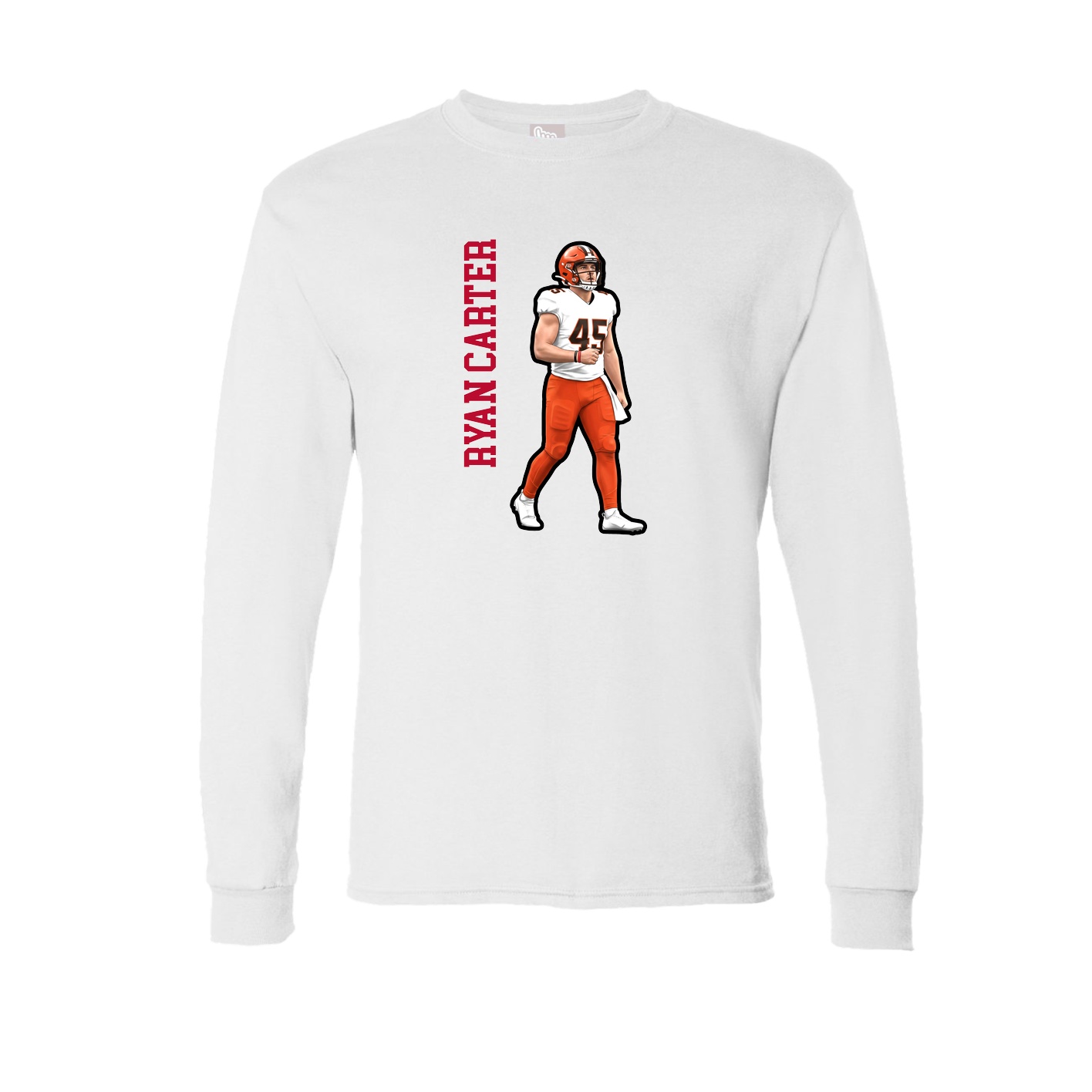 Long Sleeve Tee — Name Vertical in White