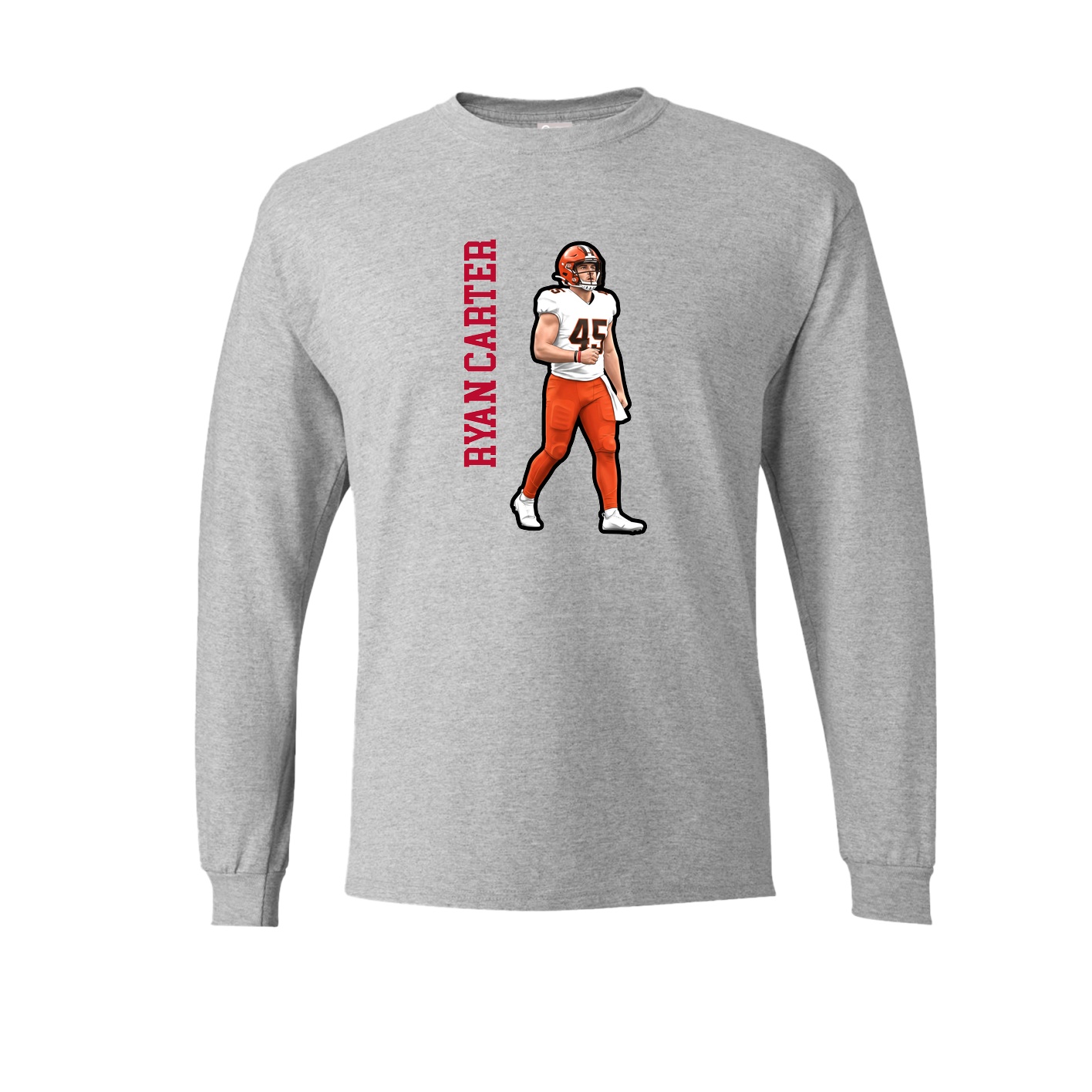 Long Sleeve Tee — Name Vertical in Grey