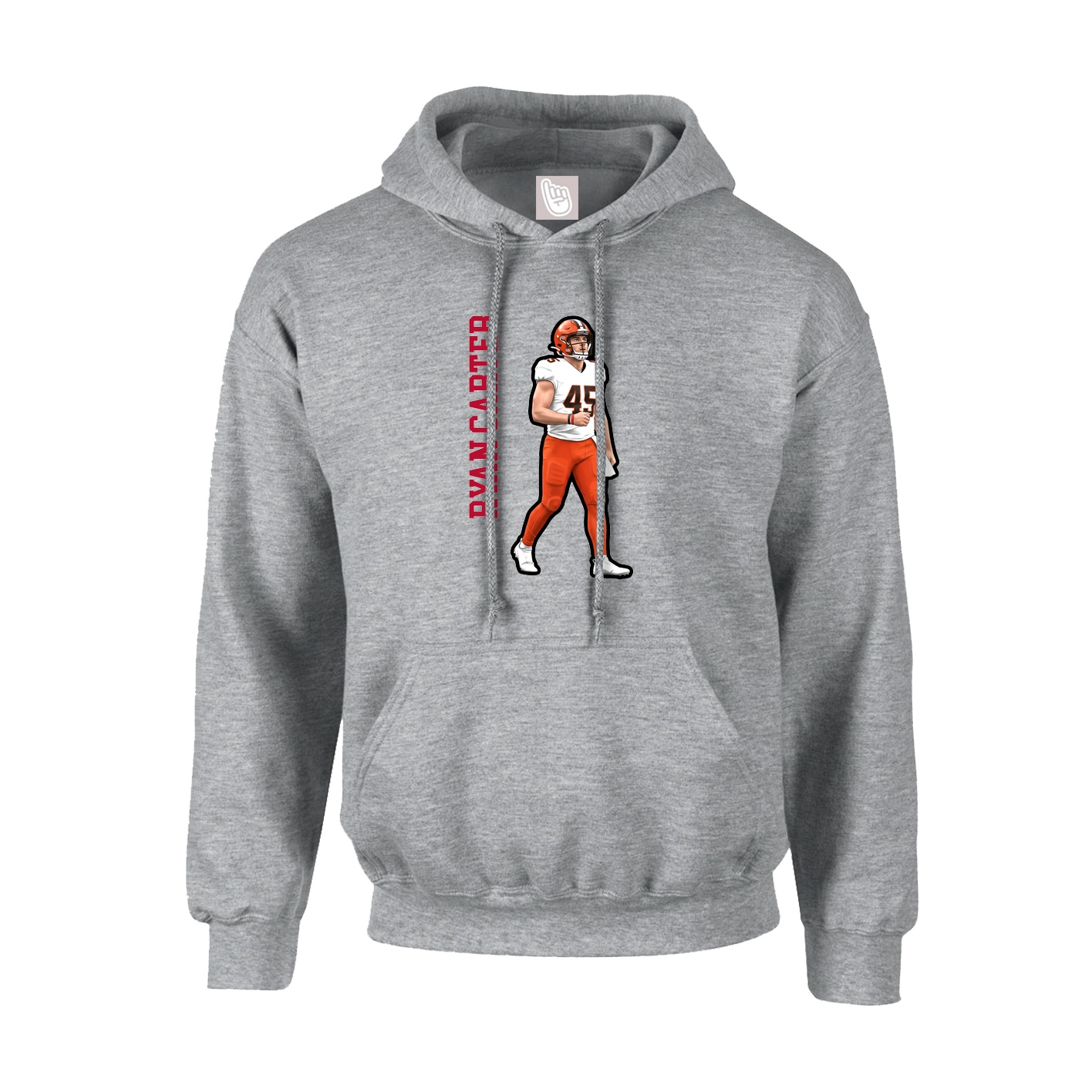 Hoodie — Name Vertical in Grey