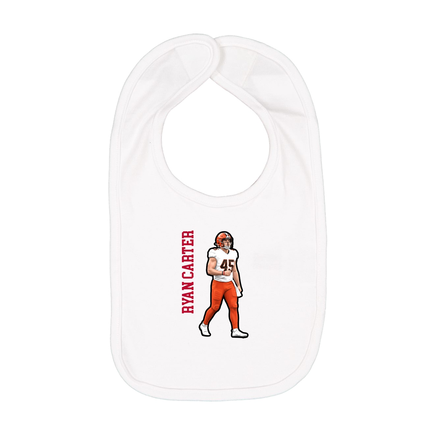 Infant Bib — Name Vertical in White