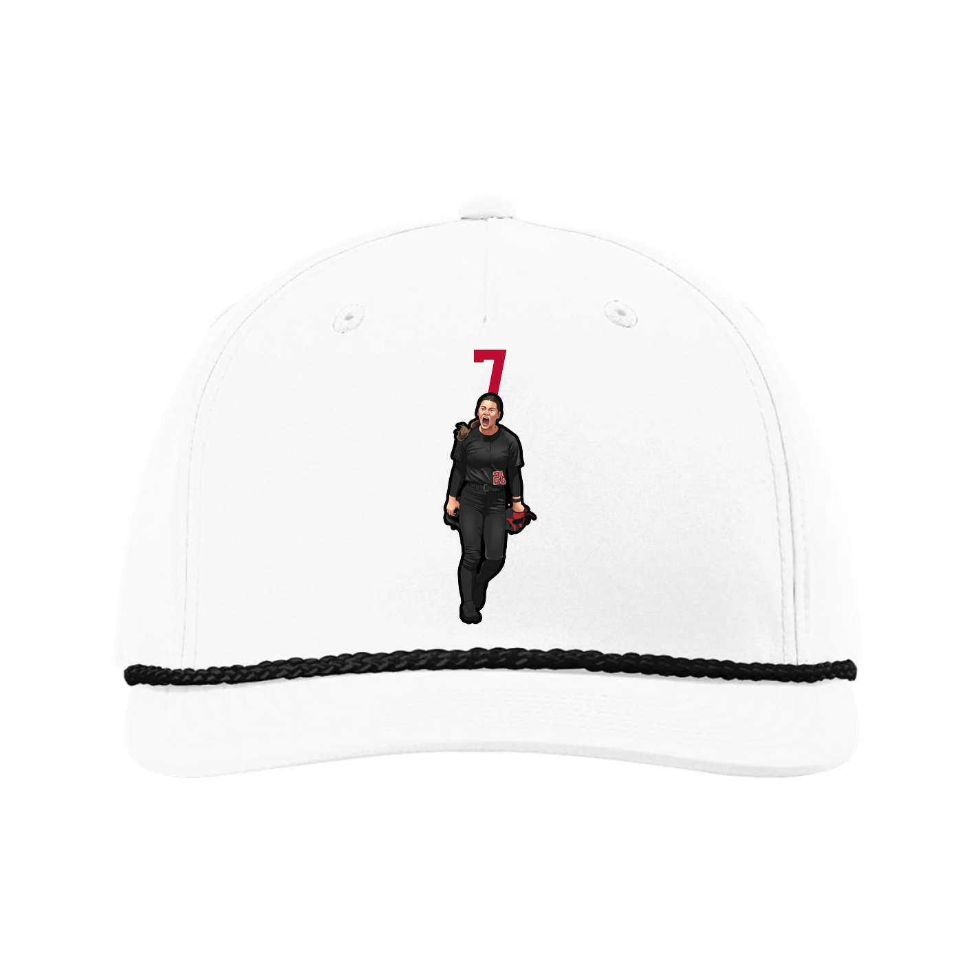 Five-Panel Classic Rope Cap — Number Top in White