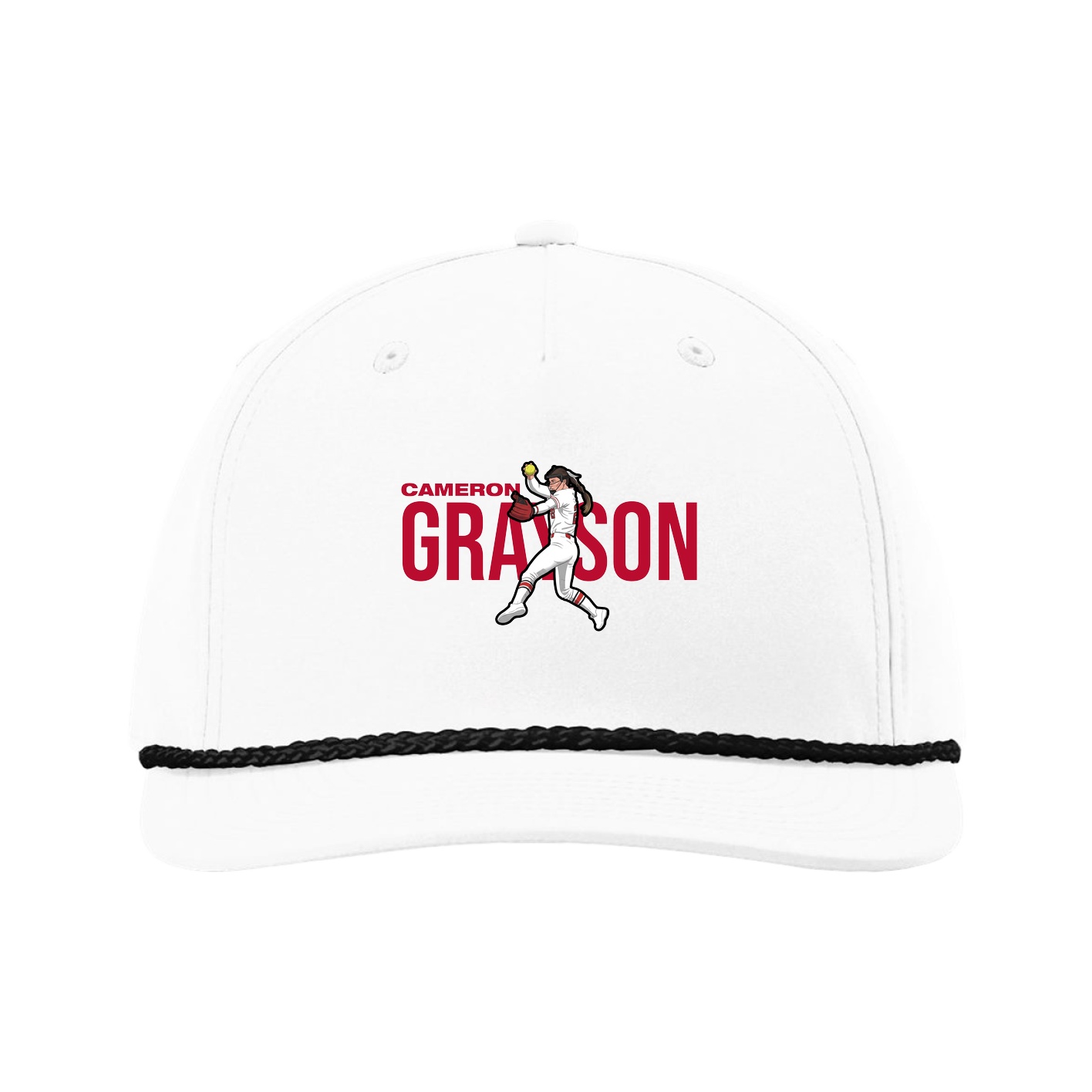 Five-Panel Classic Rope Cap — Player Name in White