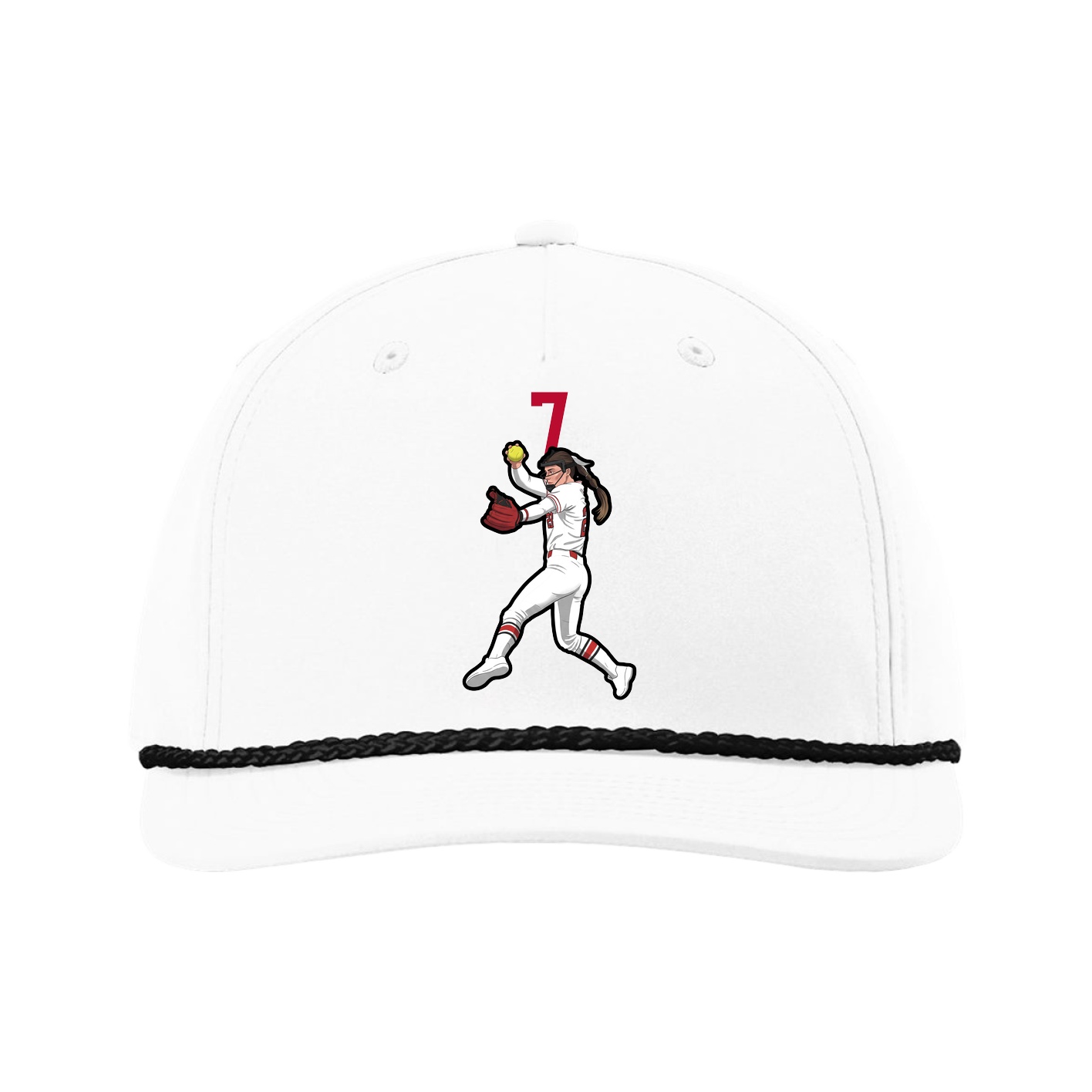 Five-Panel Classic Rope Cap — Number Top in White