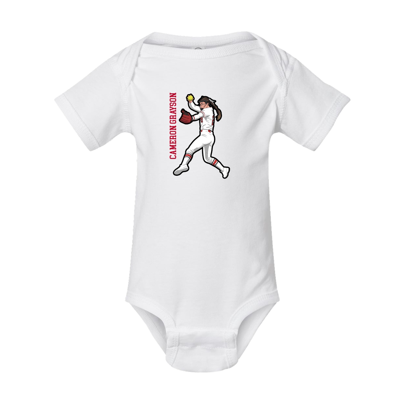 Baby Onesie — Name Vertical in White