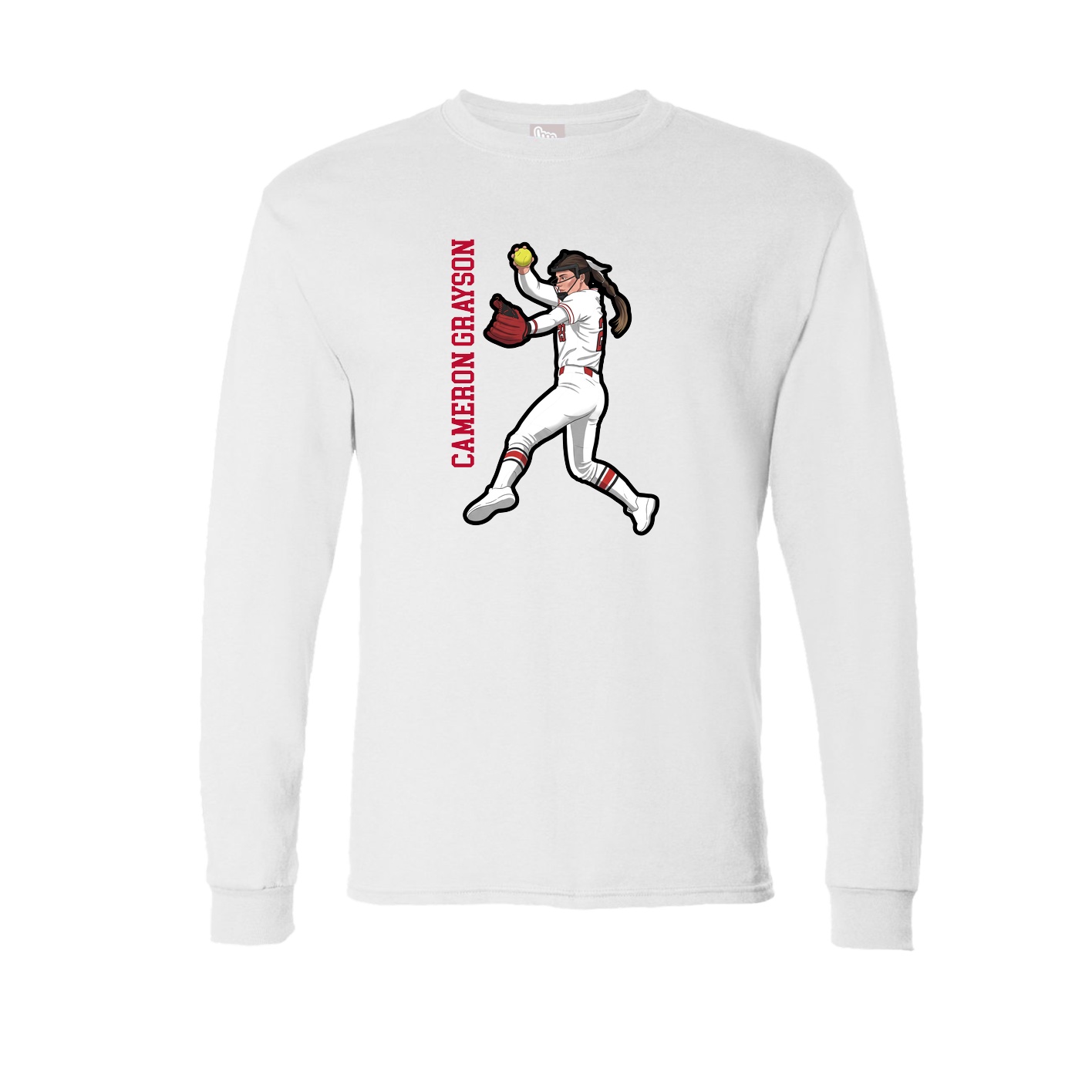 Long Sleeve Tee — Name Vertical in White