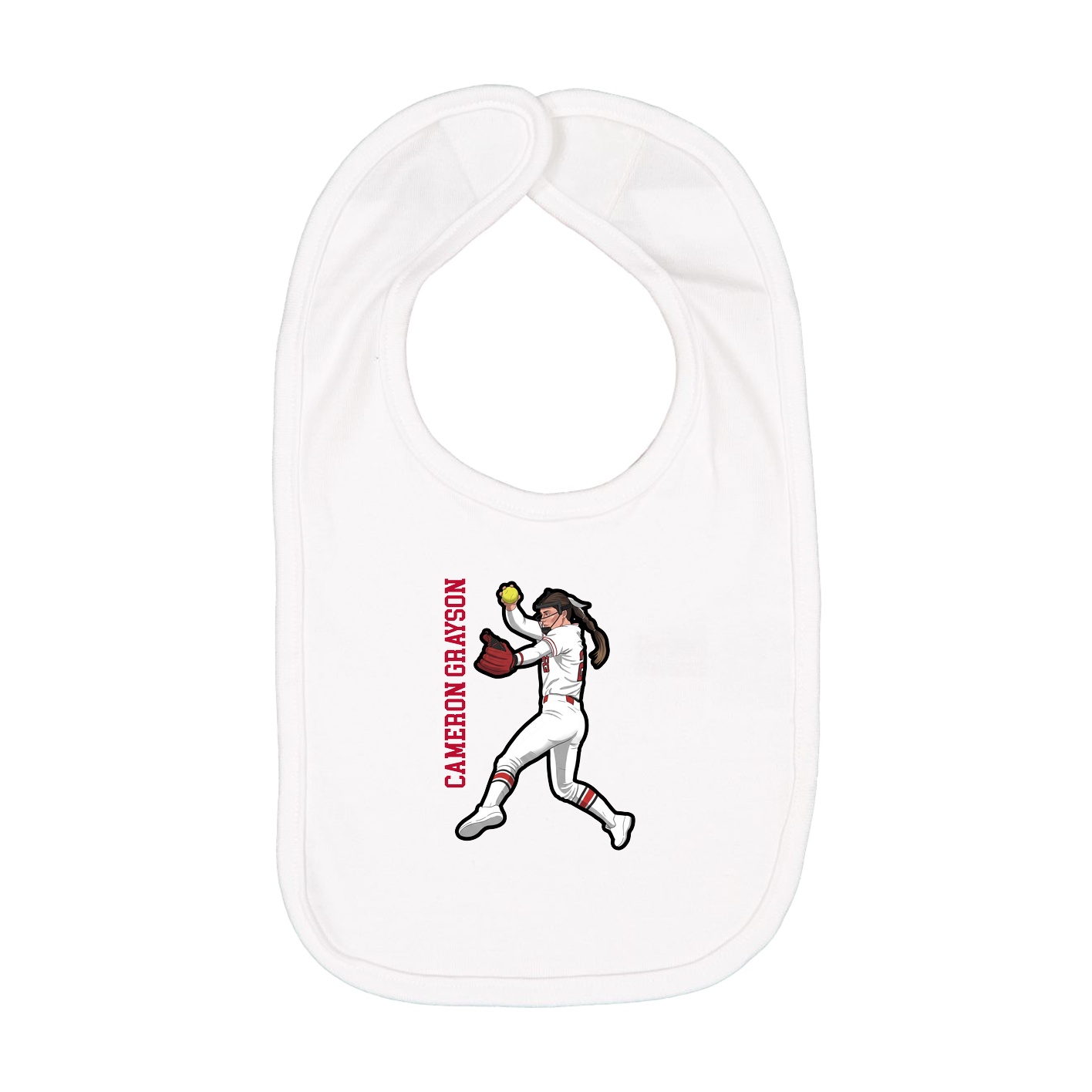 Infant Bib — Name Vertical in White