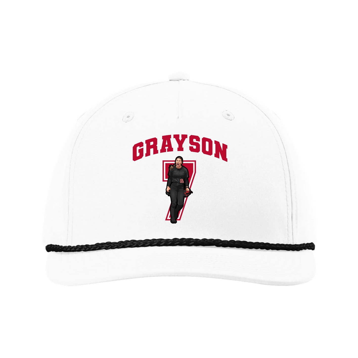 Five-Panel Classic Rope Cap — Number in White