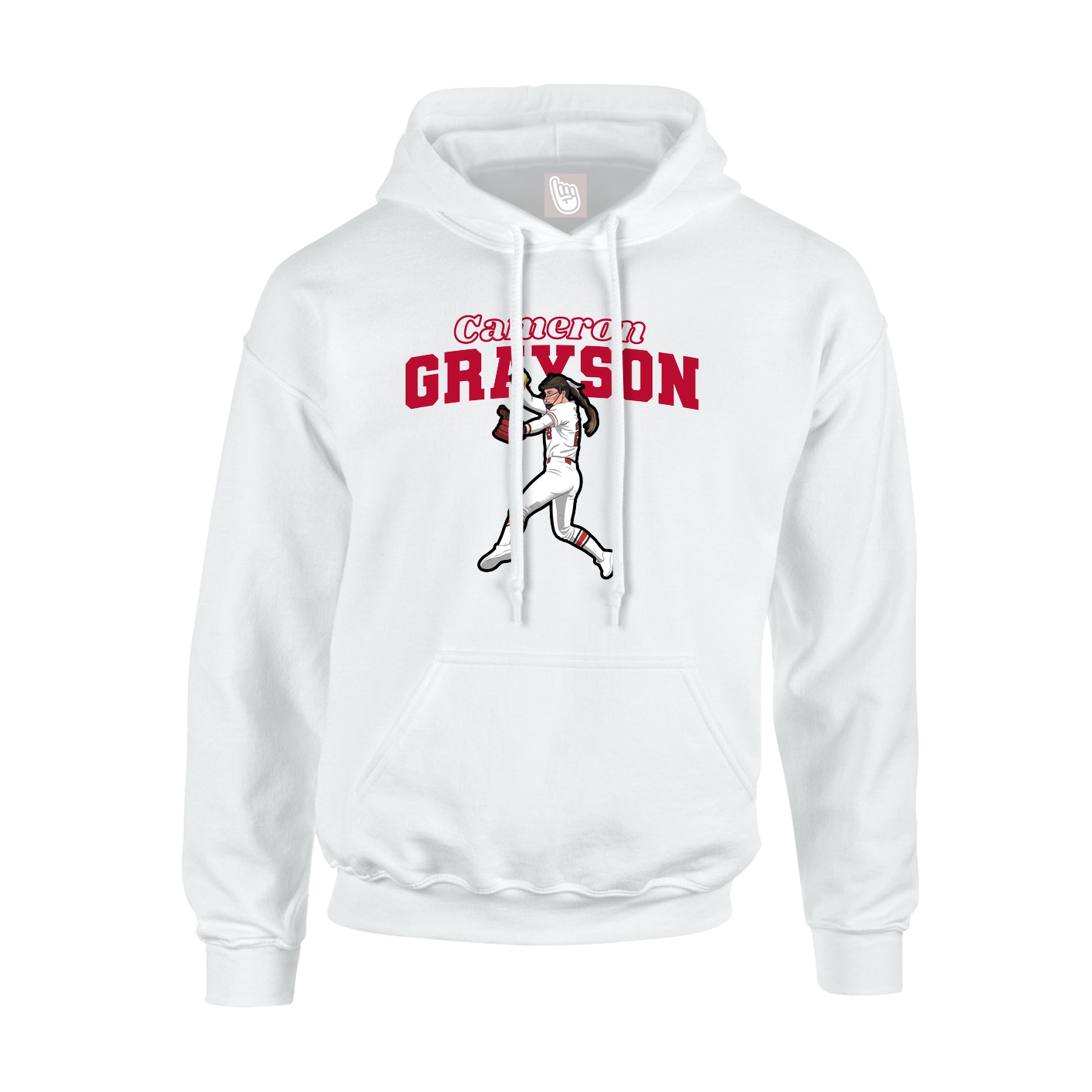 Youth Hoodie — Name Arch in White