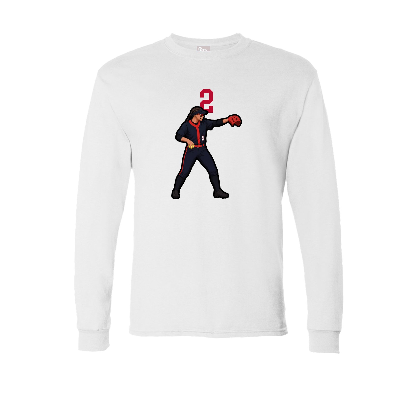Long Sleeve Tee — Number Top in White