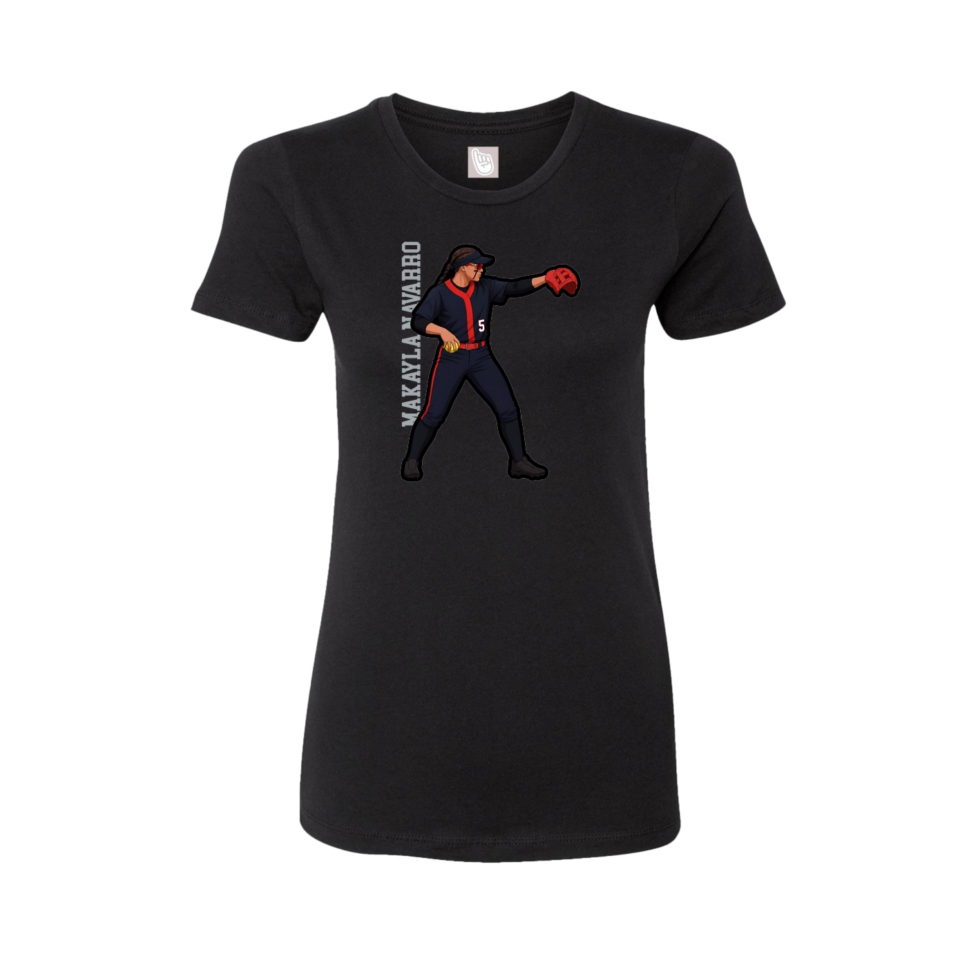 Fitted Women's Tee — Name Vertical in Black