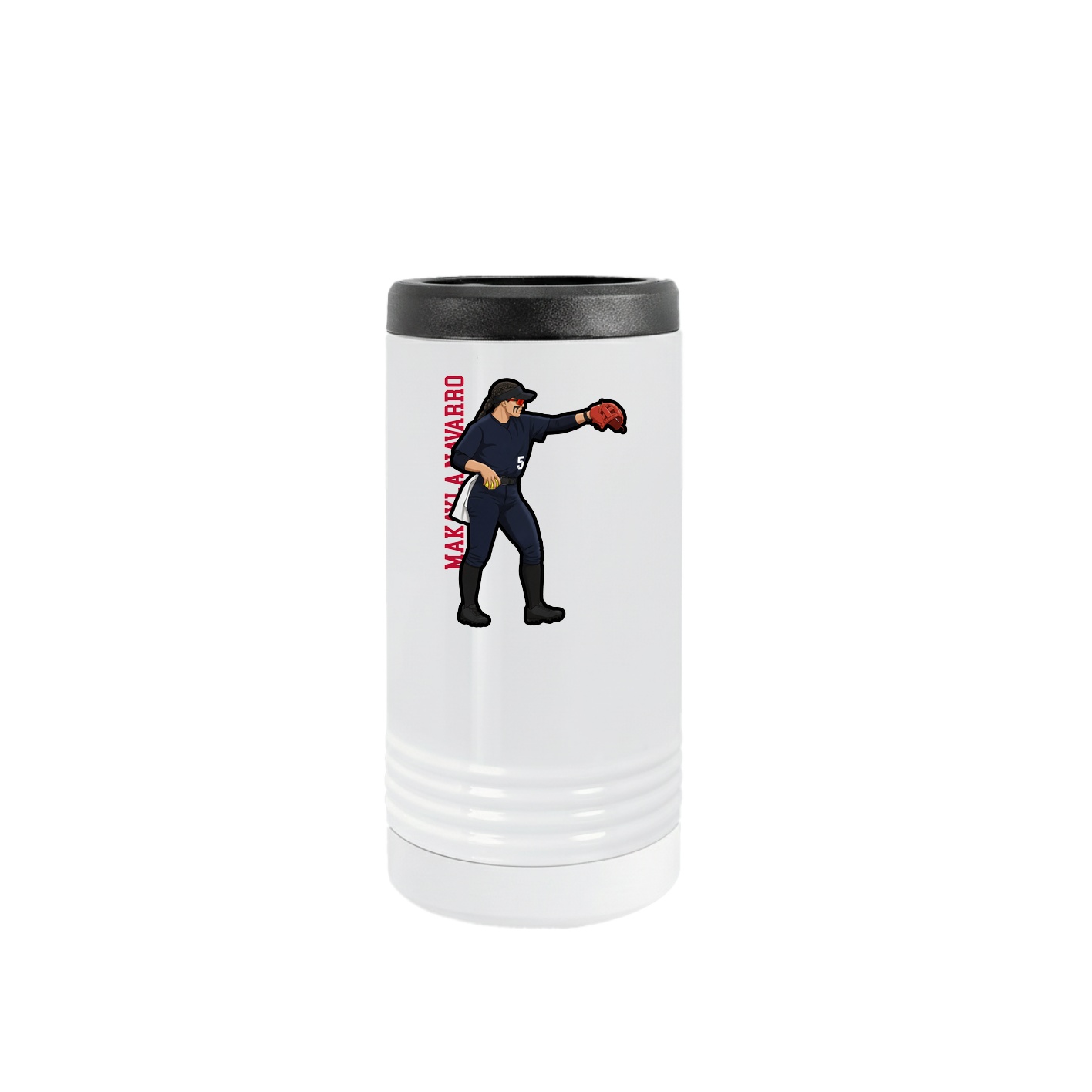 Slim Beverage Holder — Name Vertical in White