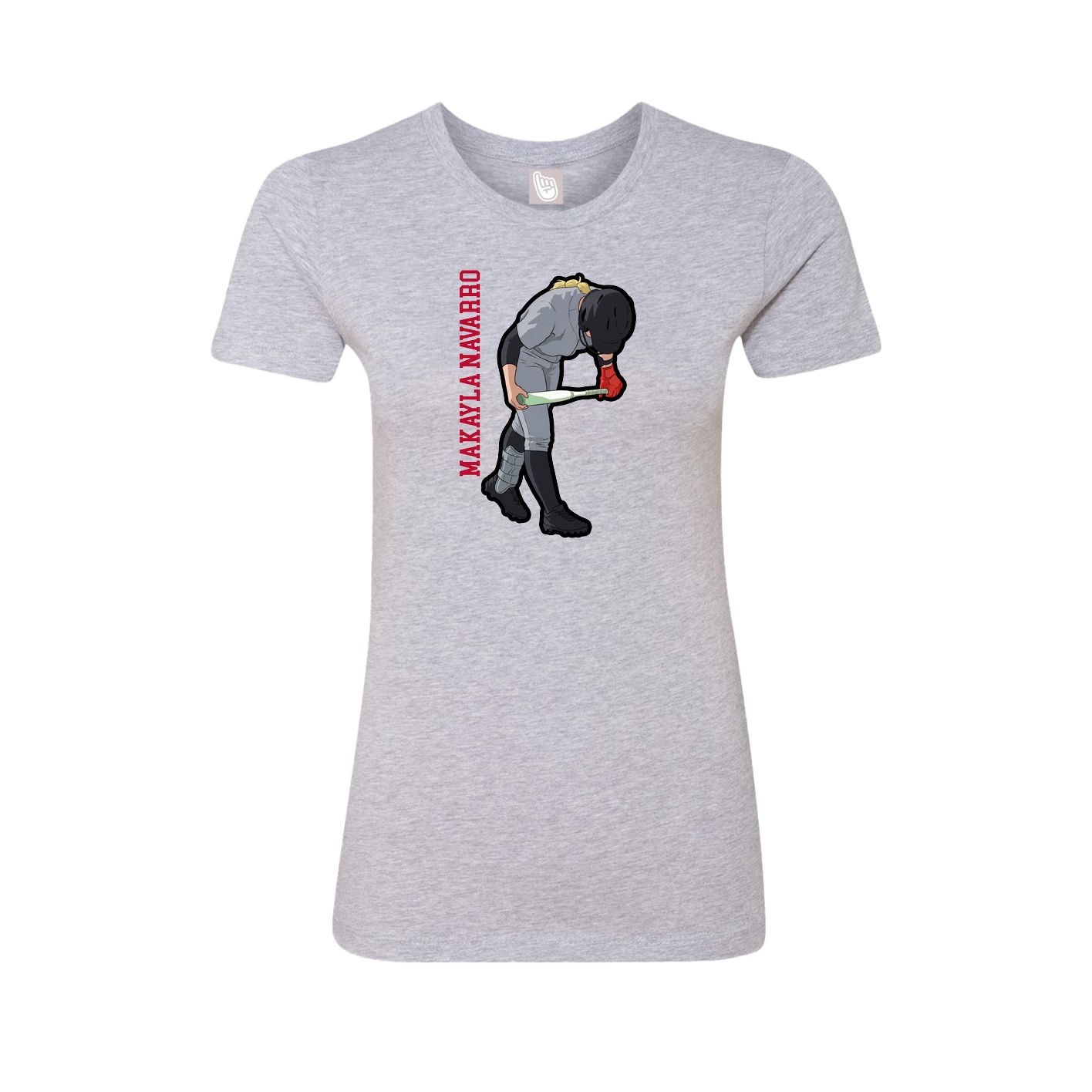 Fitted Women's Tee — Name Vertical in Grey