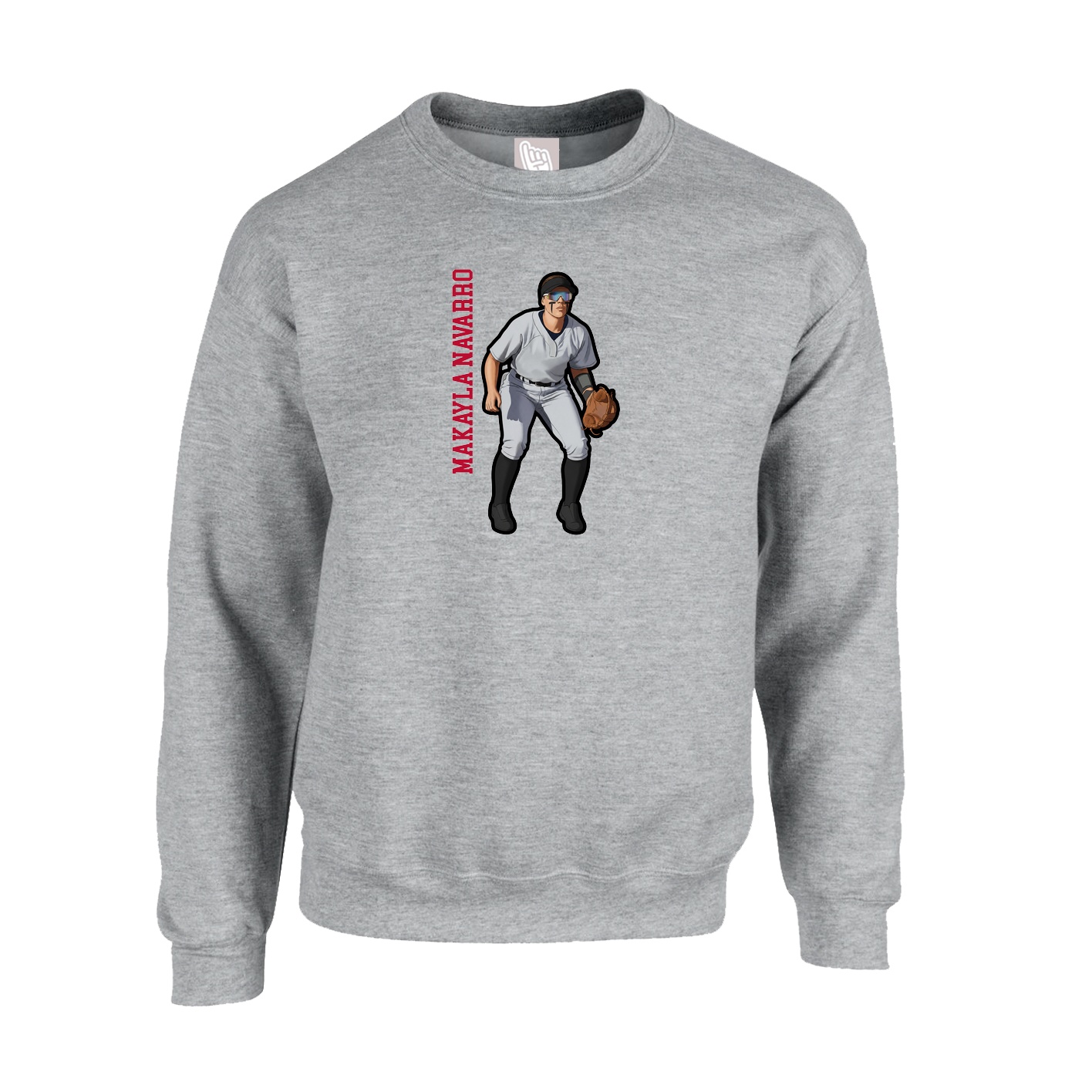 Fleece Crew — Name Vertical in Grey