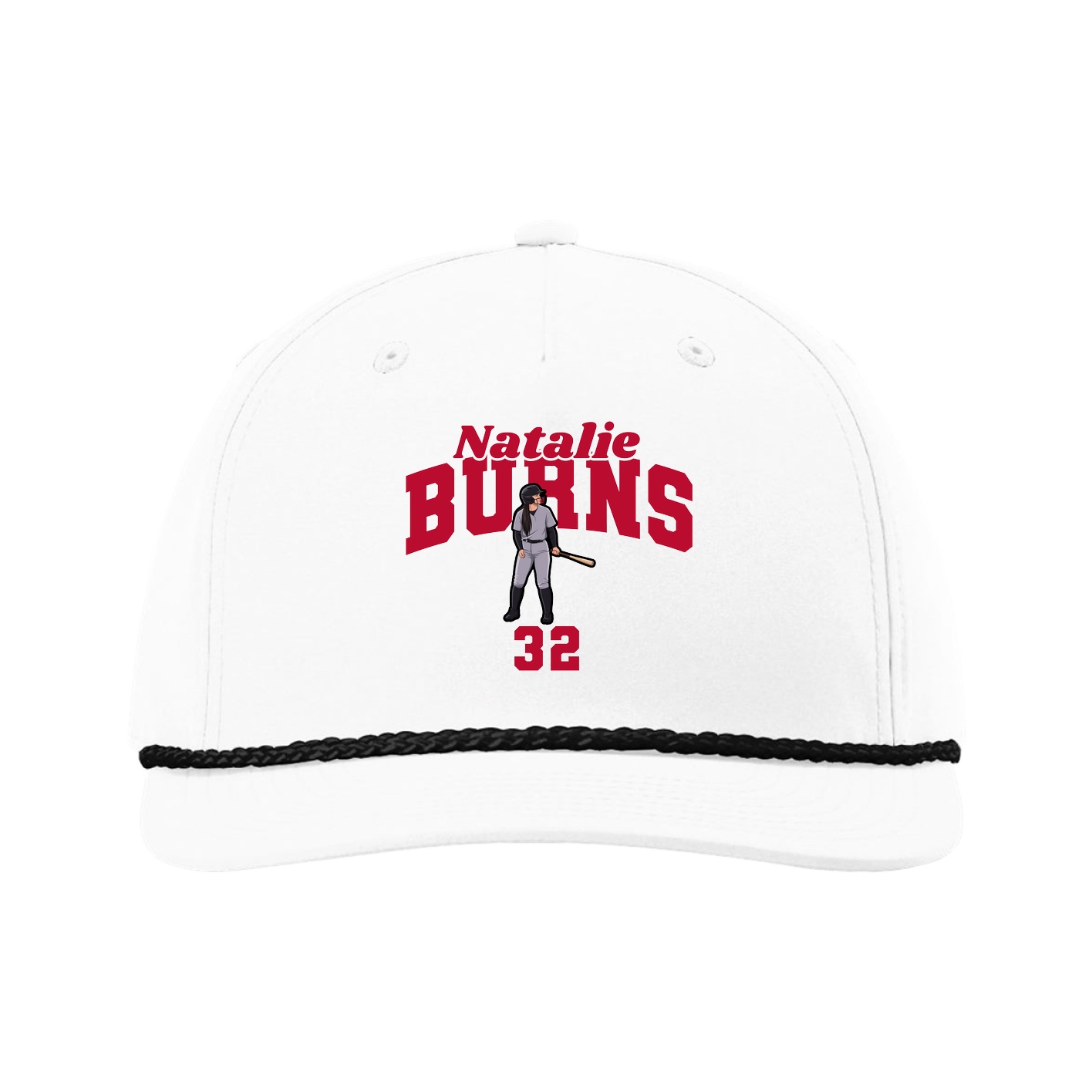 Five-Panel Classic Rope Cap — Signature Arch in White