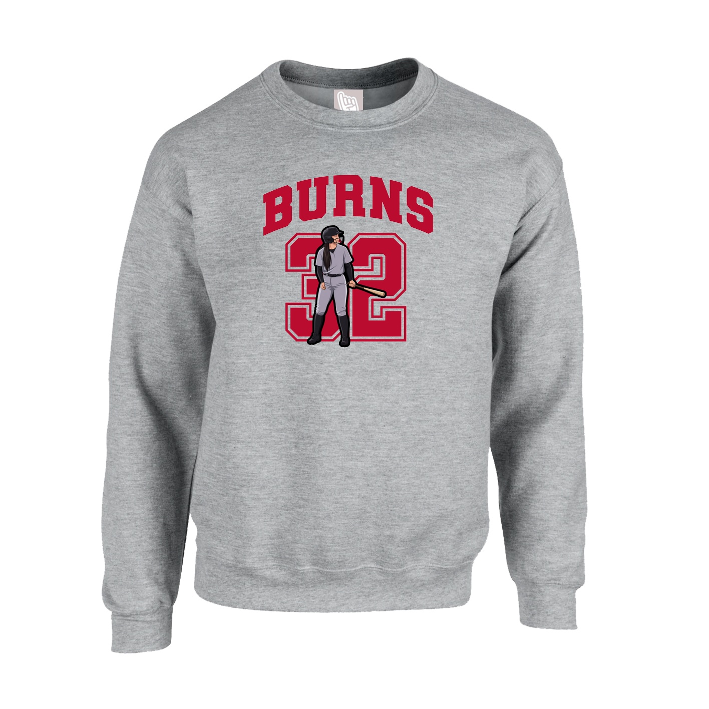 Fleece Crew — Number in Grey