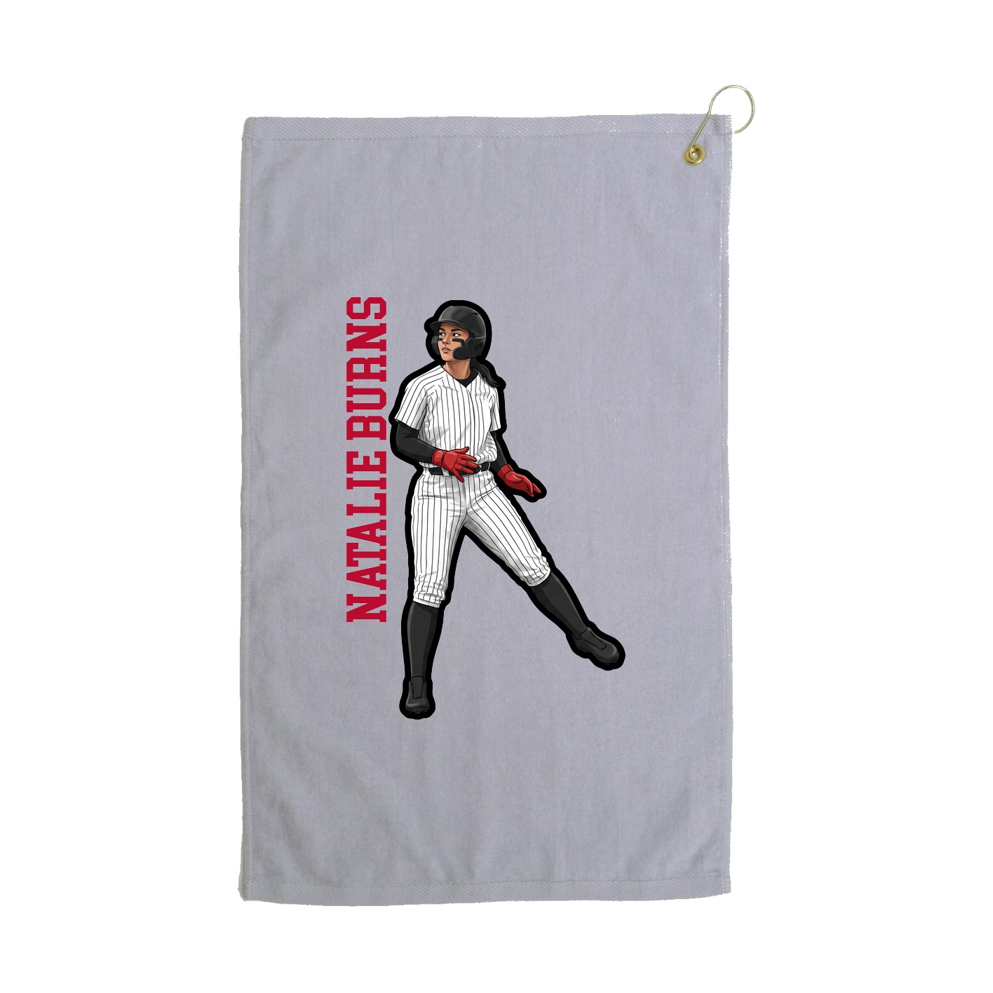 Golf Towel — Name Vertical in Grey
