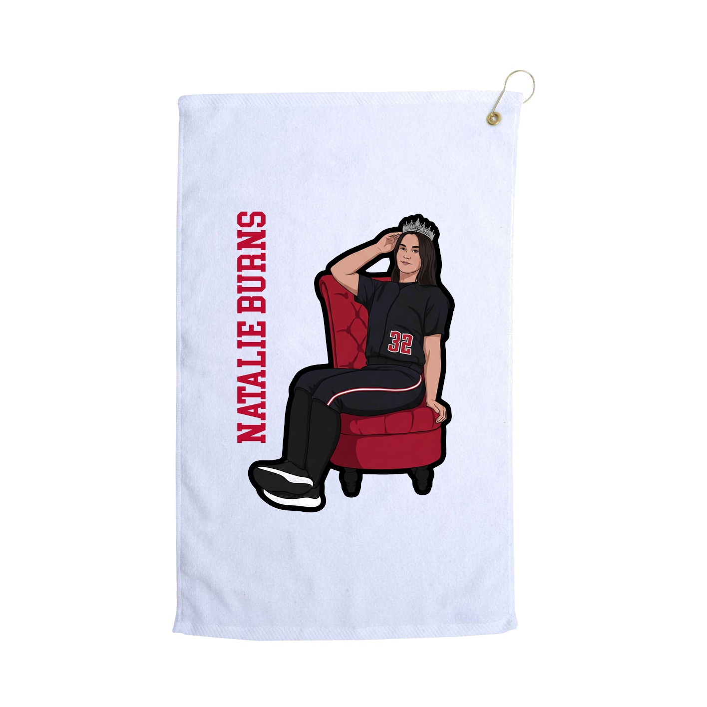 Golf Towel — Name Vertical in White
