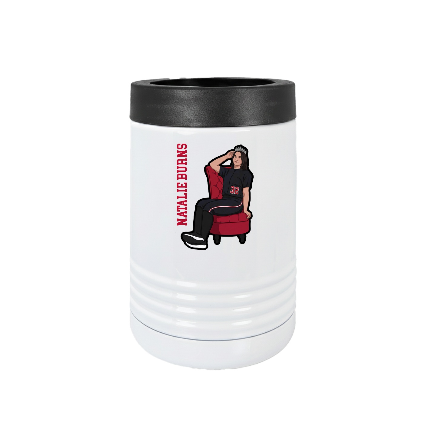 Beverage Holder — Name Vertical in White