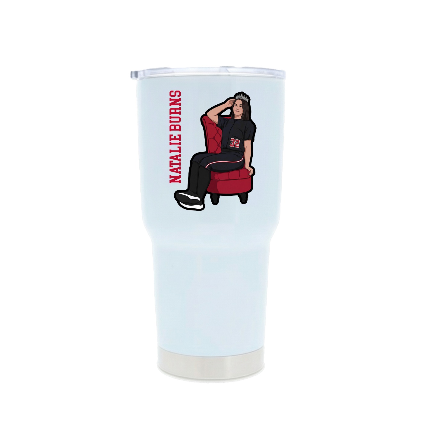 30oz Stainless Steel Tumbler — Name Vertical in White