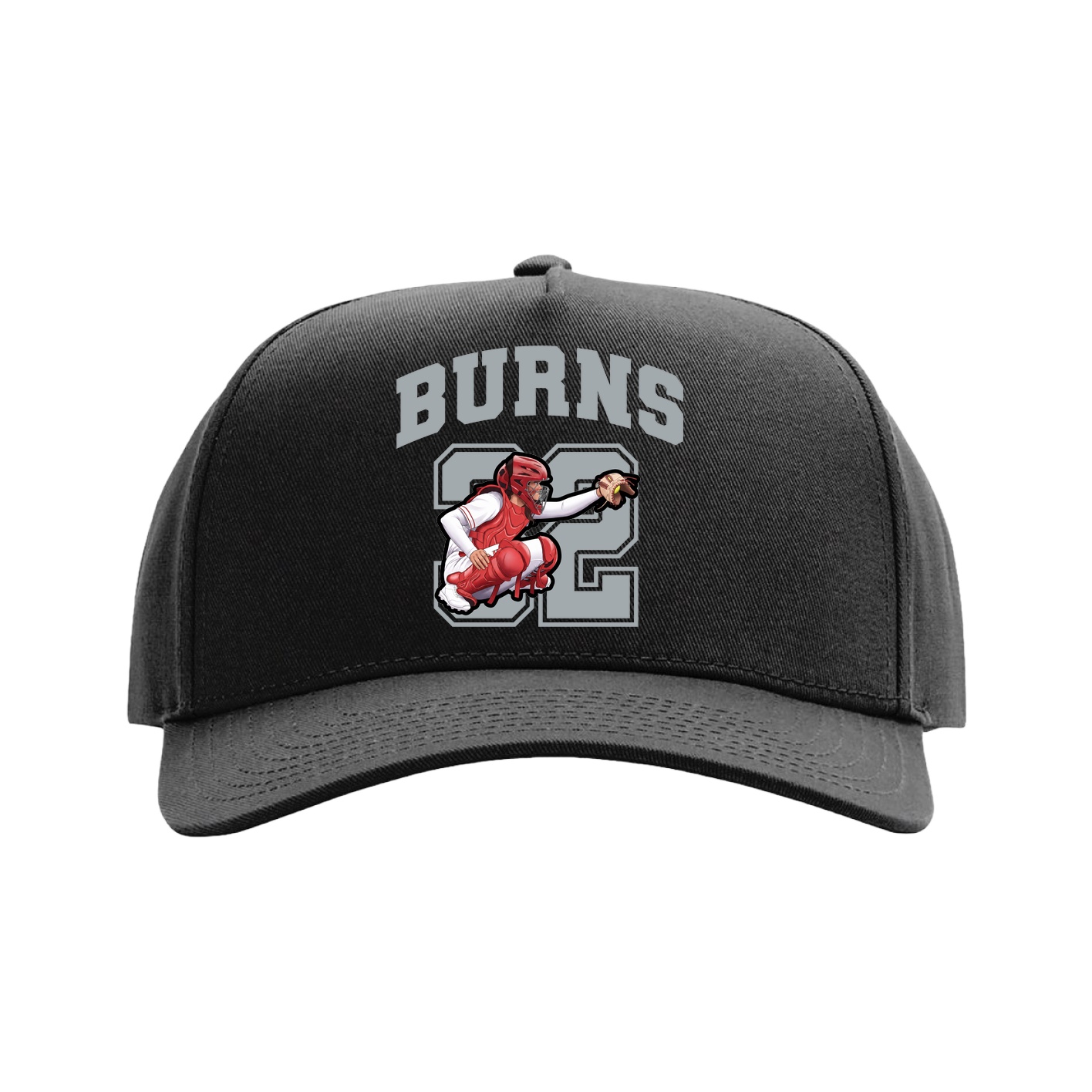 Full Fabric Five-Panel Champ Cap — Number in Black