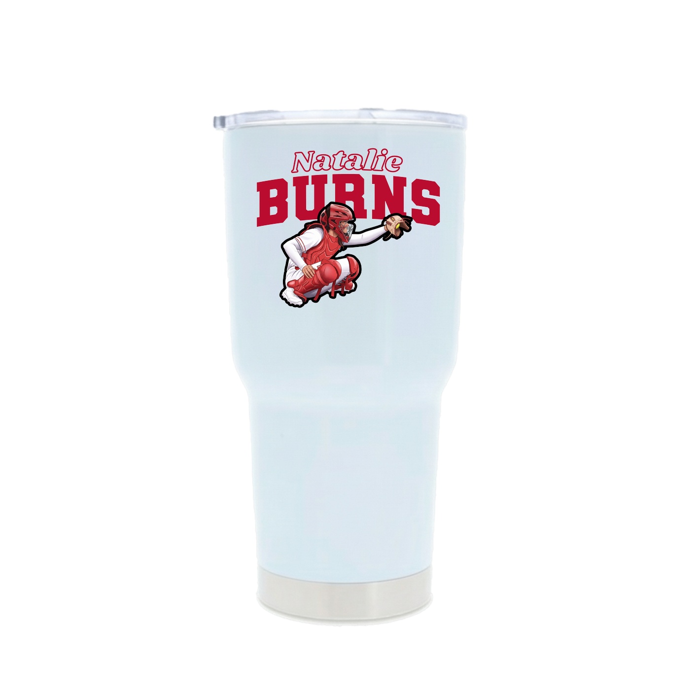 30oz Stainless Steel Tumbler — Name Arch in White