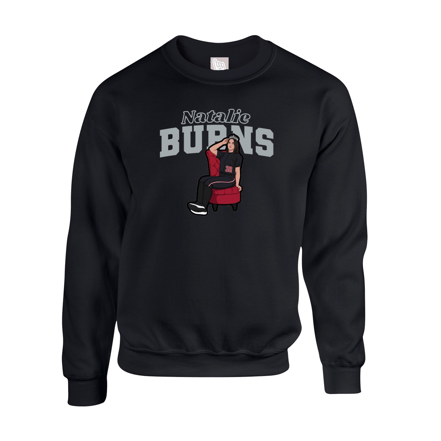 Fleece Crew — Name Arch in Black