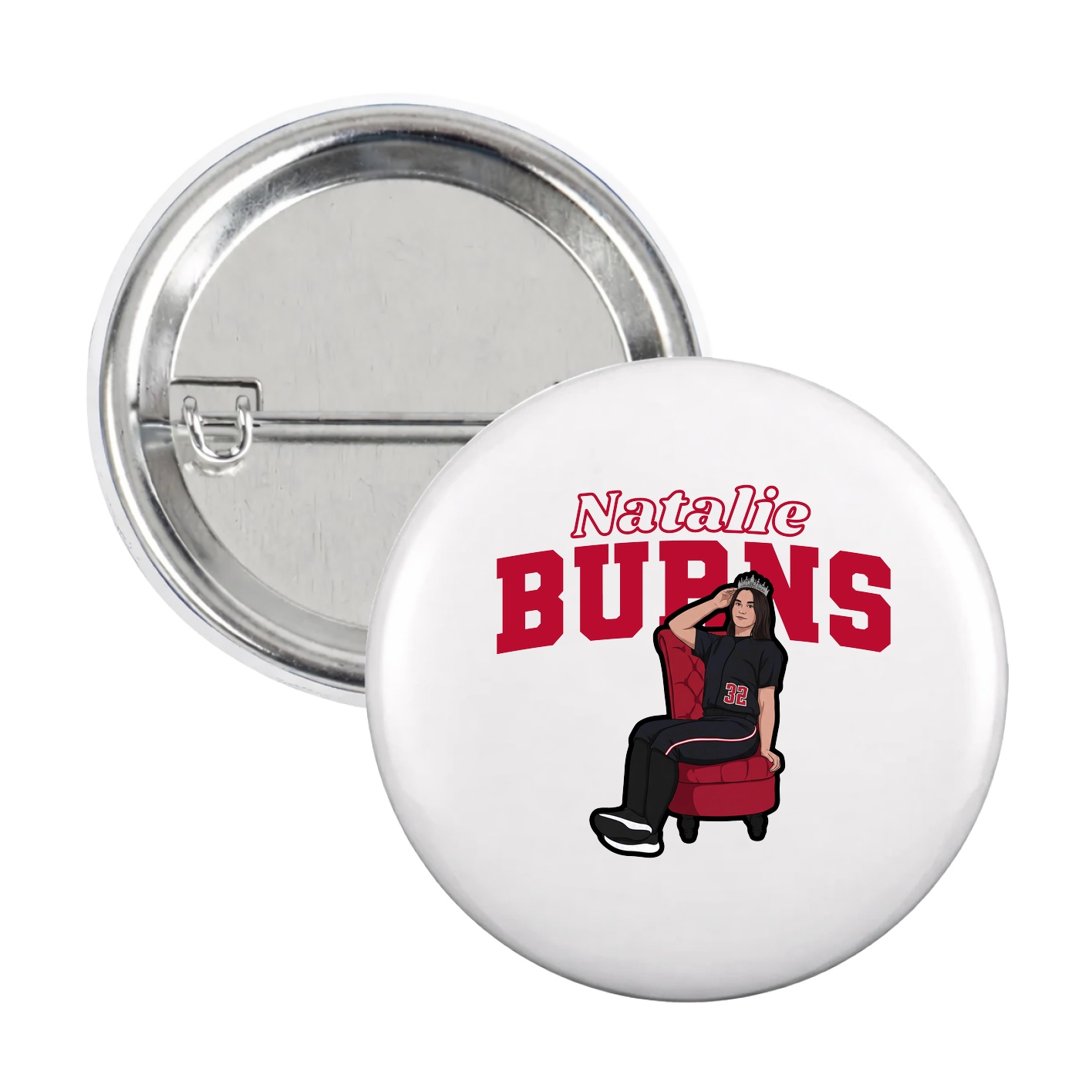 Game Day Button — Name Arch in White