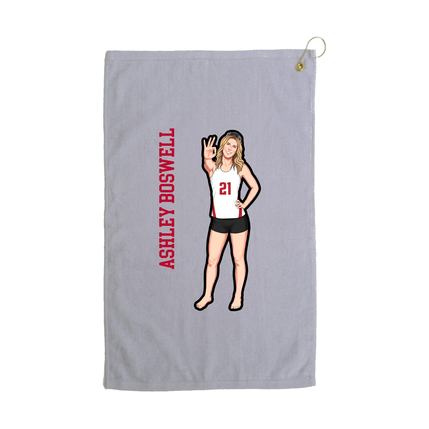 Golf Towel — Name Vertical in Grey