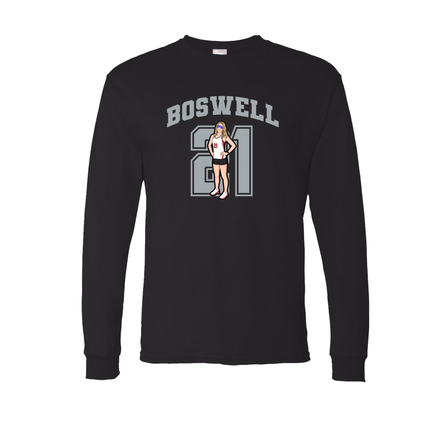 Long Sleeve Tee — Number in Black