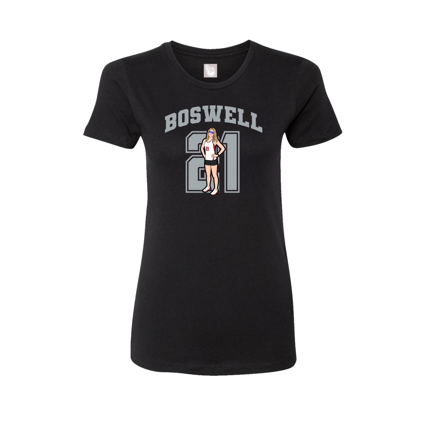 Fitted Women's Tee — Number in Black