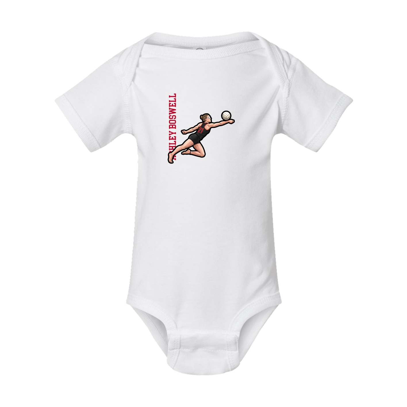 Baby Onesie — Name Vertical in White