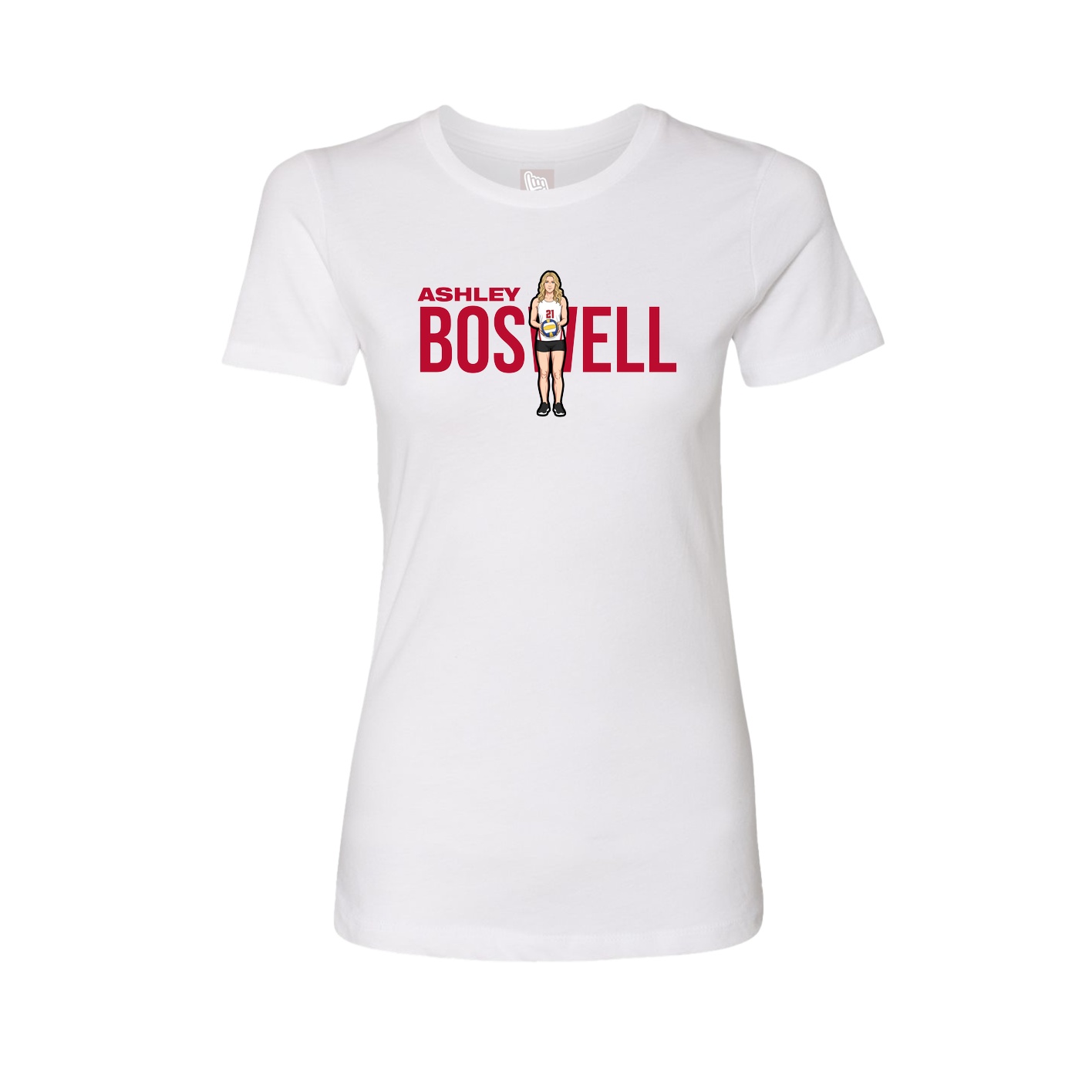 Fitted Women's Tee — Player Name in White