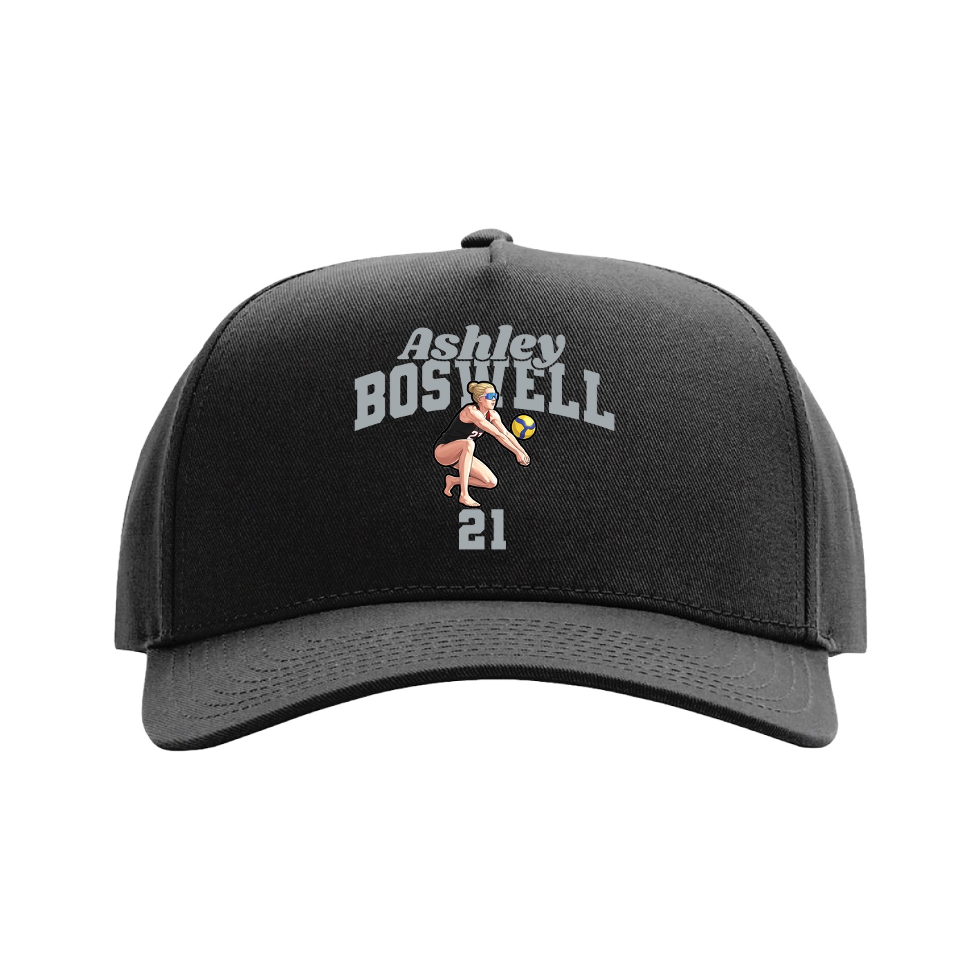 Full Fabric Five-Panel Champ Cap — Signature Arch in Black