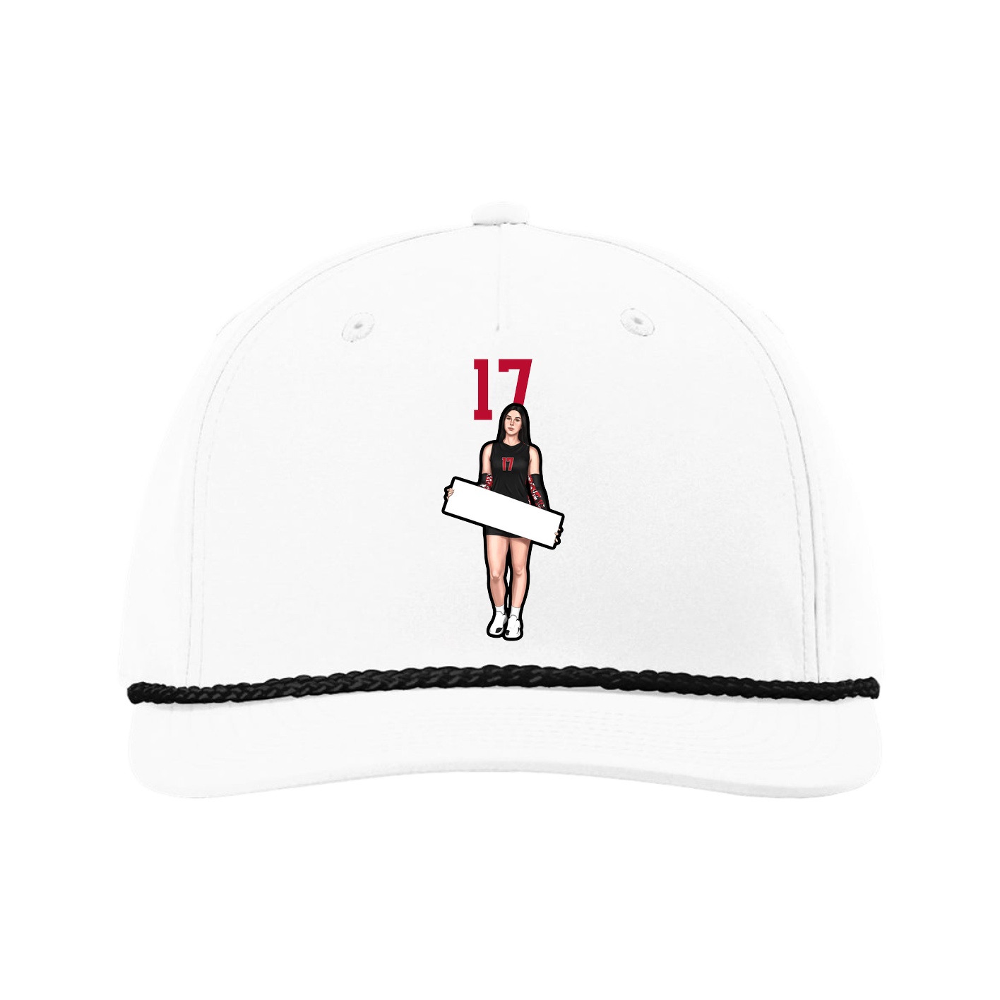 Five-Panel Classic Rope Cap — Number Top in White