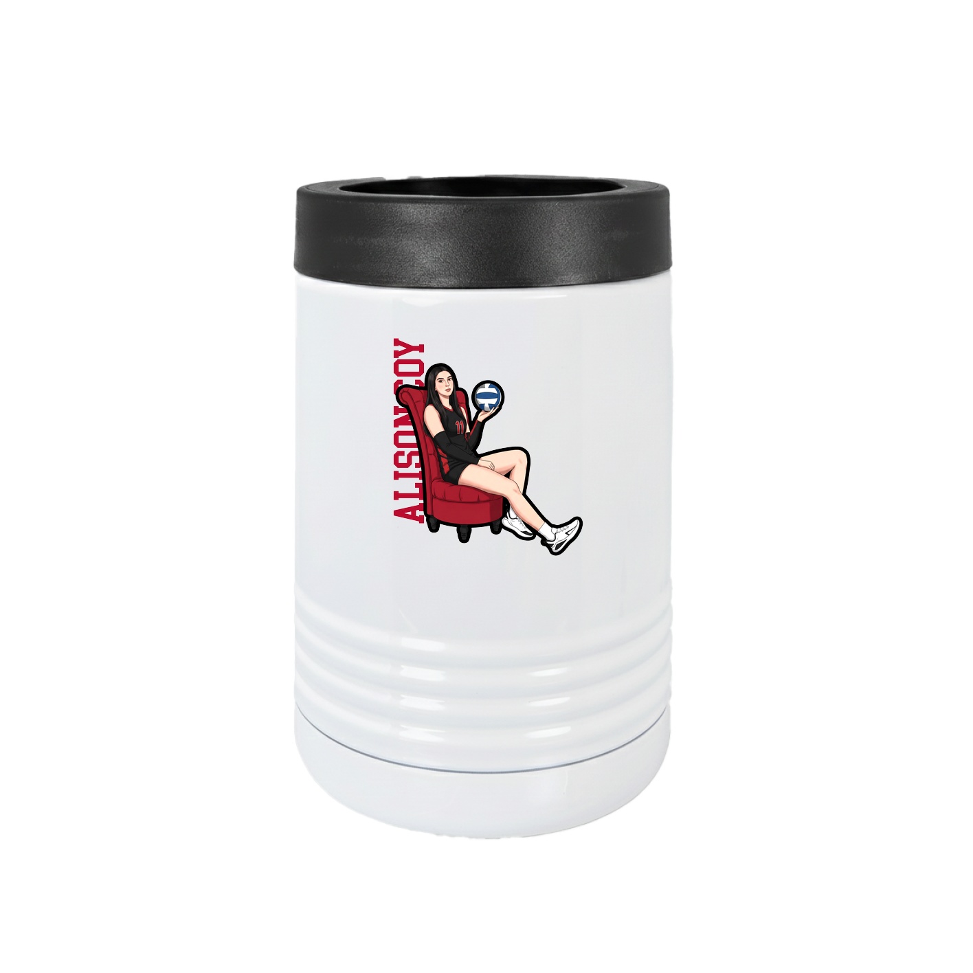 Beverage Holder — Name Vertical in White