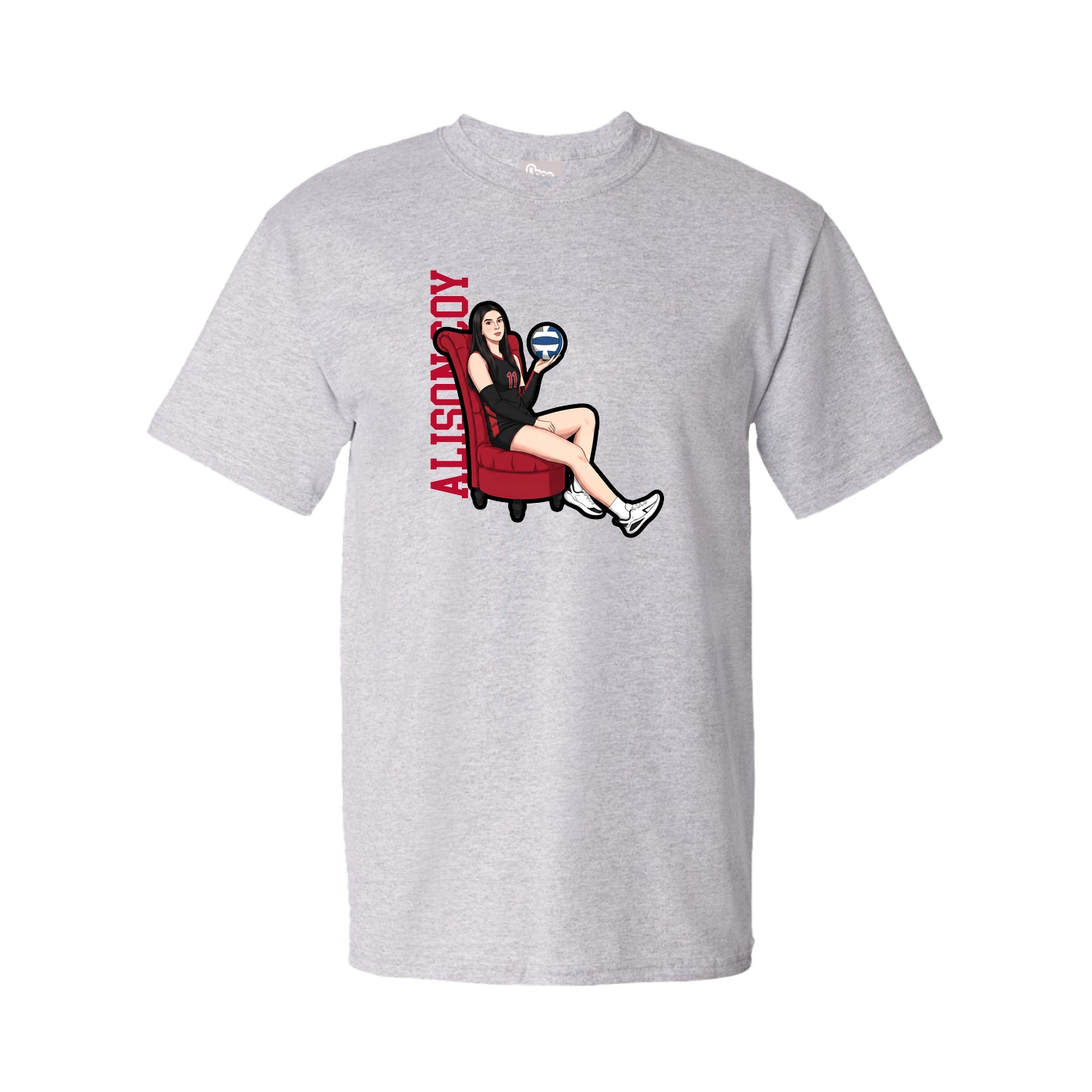 Youth Tee — Name Vertical in Grey